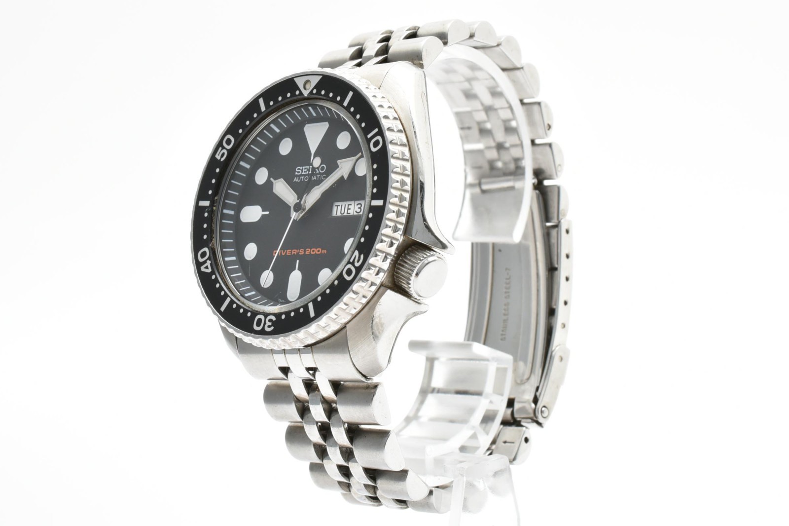 SEIKO SKX007 7S26-0020 Automatic Mens Diver Watch Black Day Date Steel Jubilee