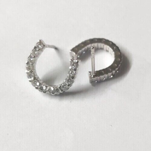 1.00Ct Round Simulated Diamond Horseshoes Stud Earrings 14K White Gold Finish