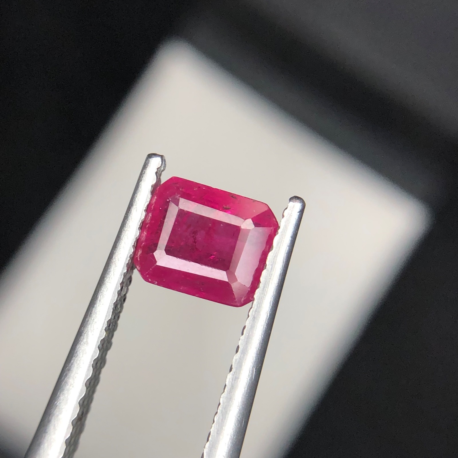 1.01 Ct Natural Ruby Certified Emerald Cut Purplish Red Corundum Loose Gemstone