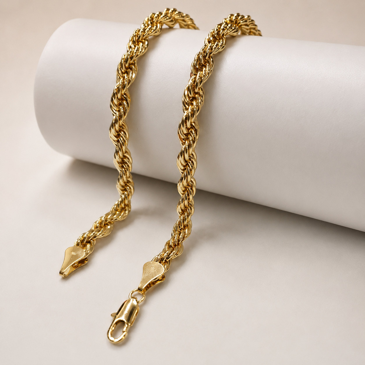 14K Gold Plated Rope Chain Necklace 18-30” 2mm-10mm Unisex Chain