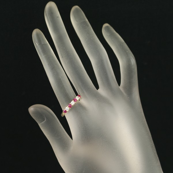Auth POLA Ring Ruby 0.36ct Diamond 0.21ct US6.5-6.75 18K 750 Yellow Gold