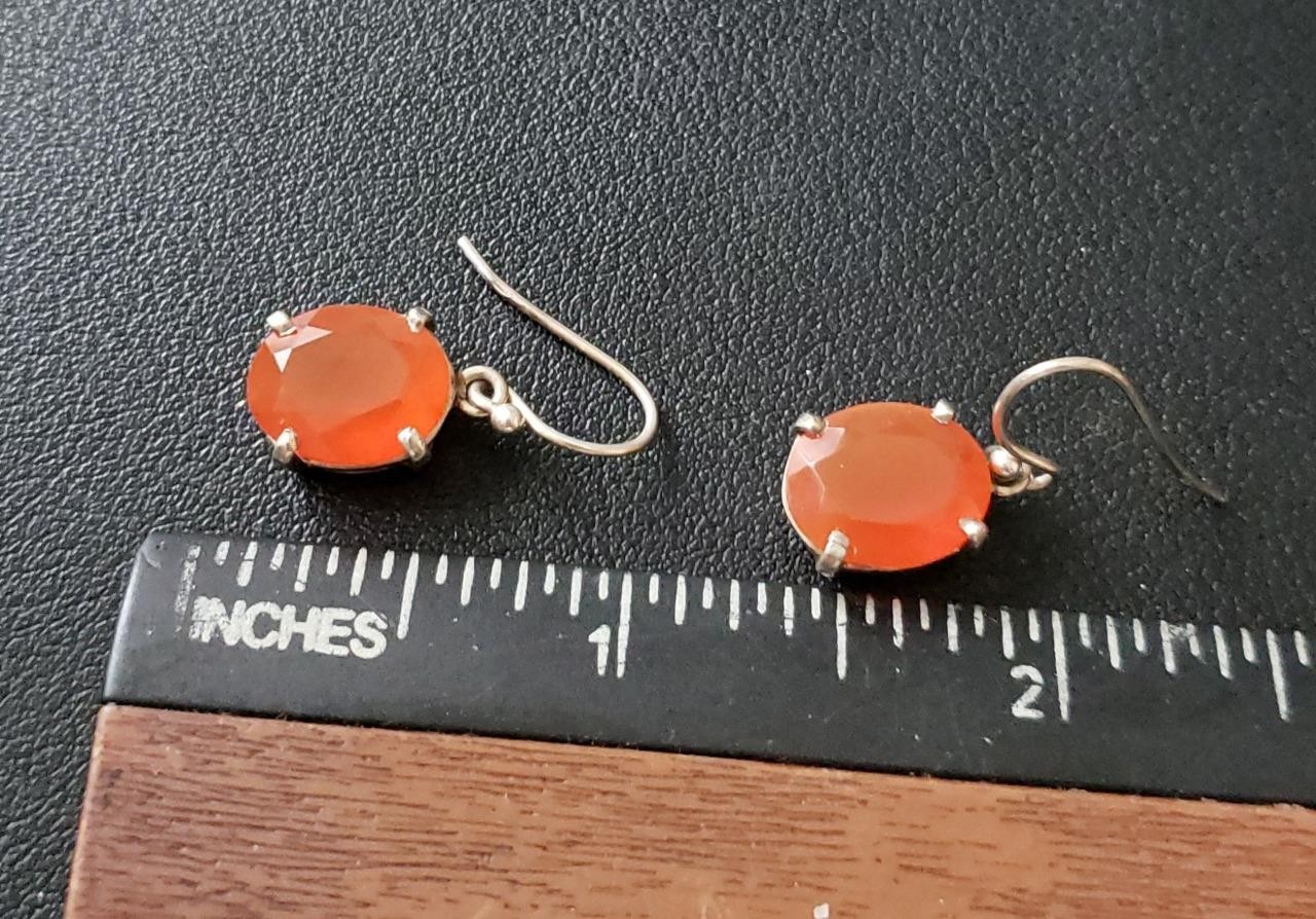 Vintage 925 Sterling Silver Carnelian Necklace / Earrings Set (13.5 grams)!