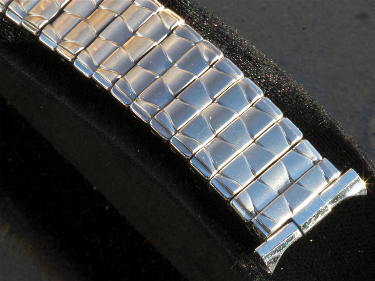 Vintage steel watch band 16mm to 20mm adjustable ends NOS 1960s/70s Baldwin USA