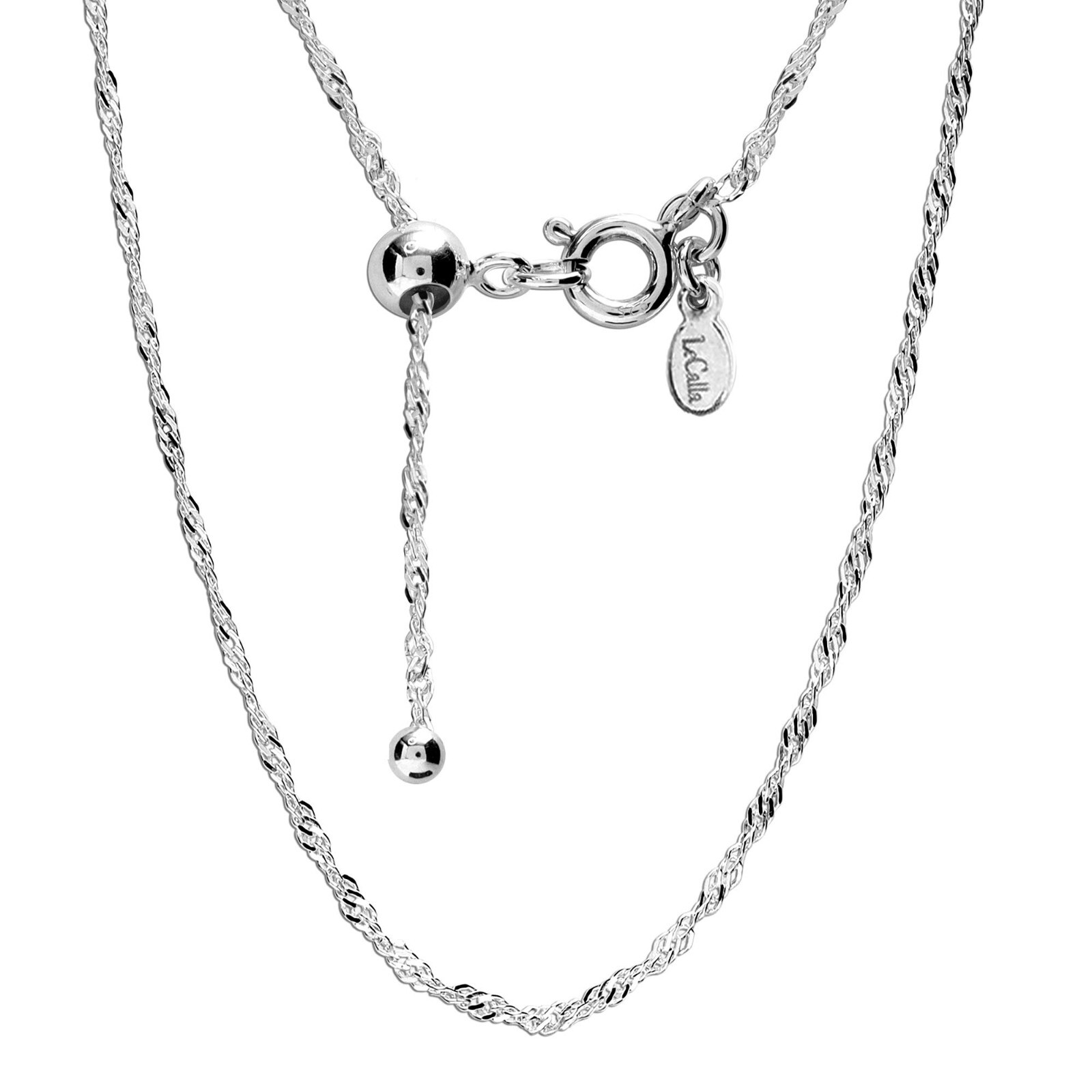 LeCalla 925 Sterling Silver Italian Singapore-Chain Necklace for Women 24 Inches