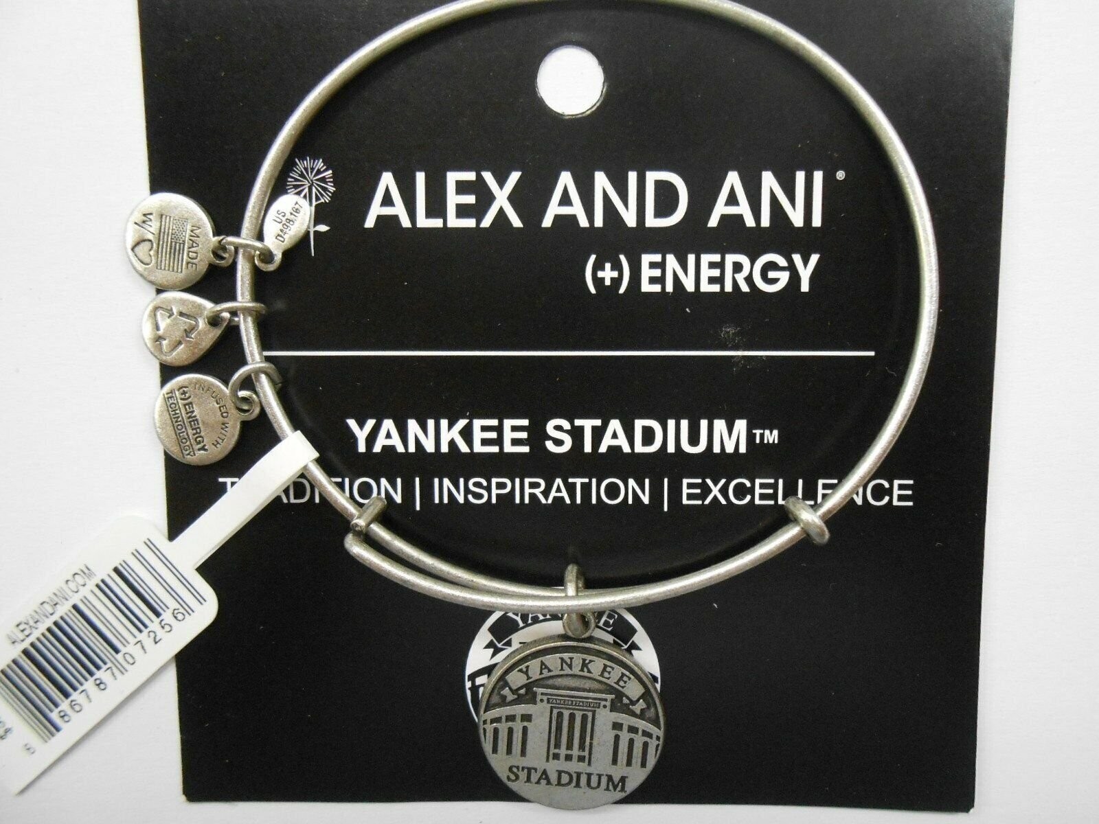 Alex and Ani Yankee Stadium Expandable Wire Bracelet Rafaelian Silver NWTBC