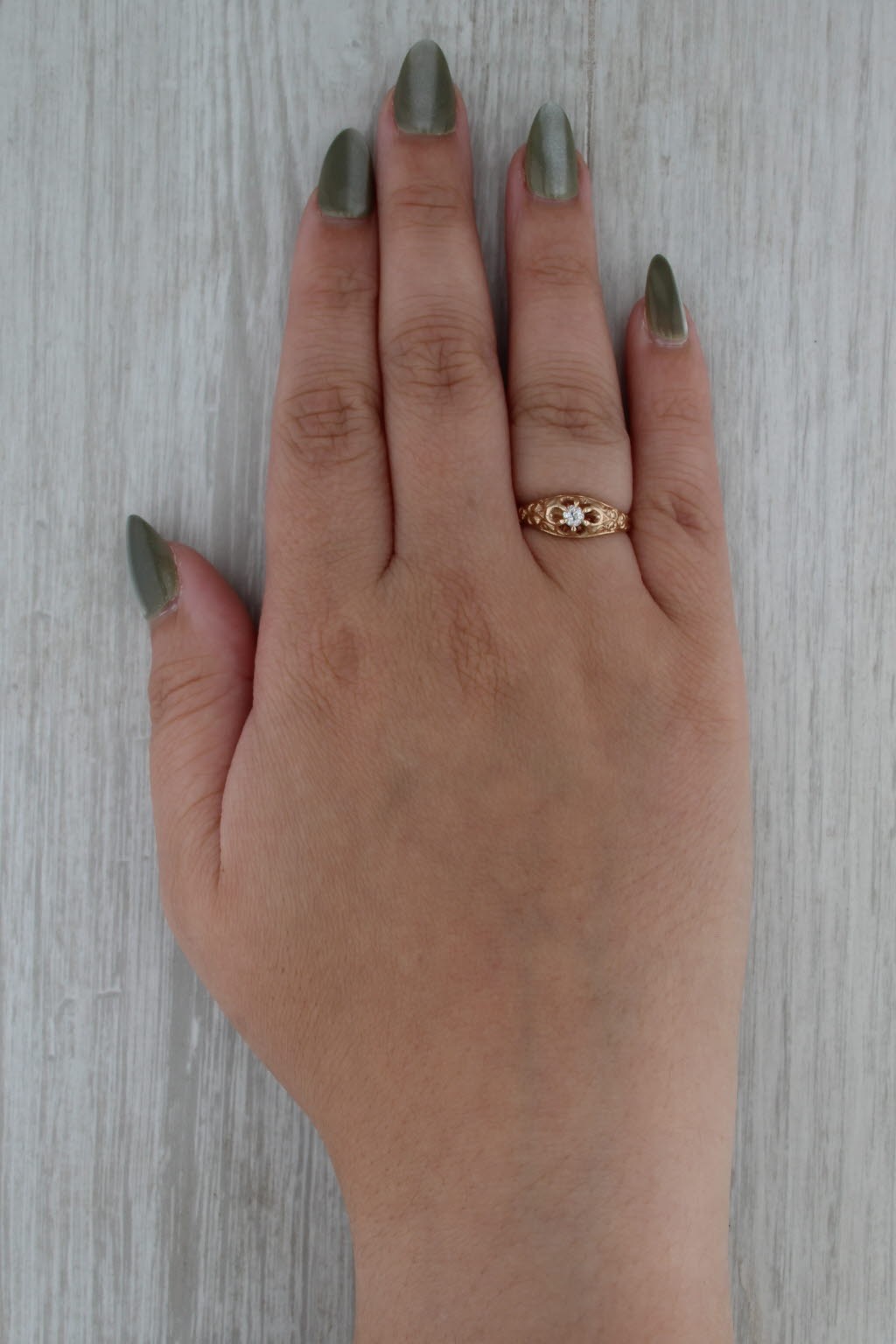 0.14ct Antique Old Mine Cut Diamond Solitaire Ring 14k Yellow Gold Size 6.75