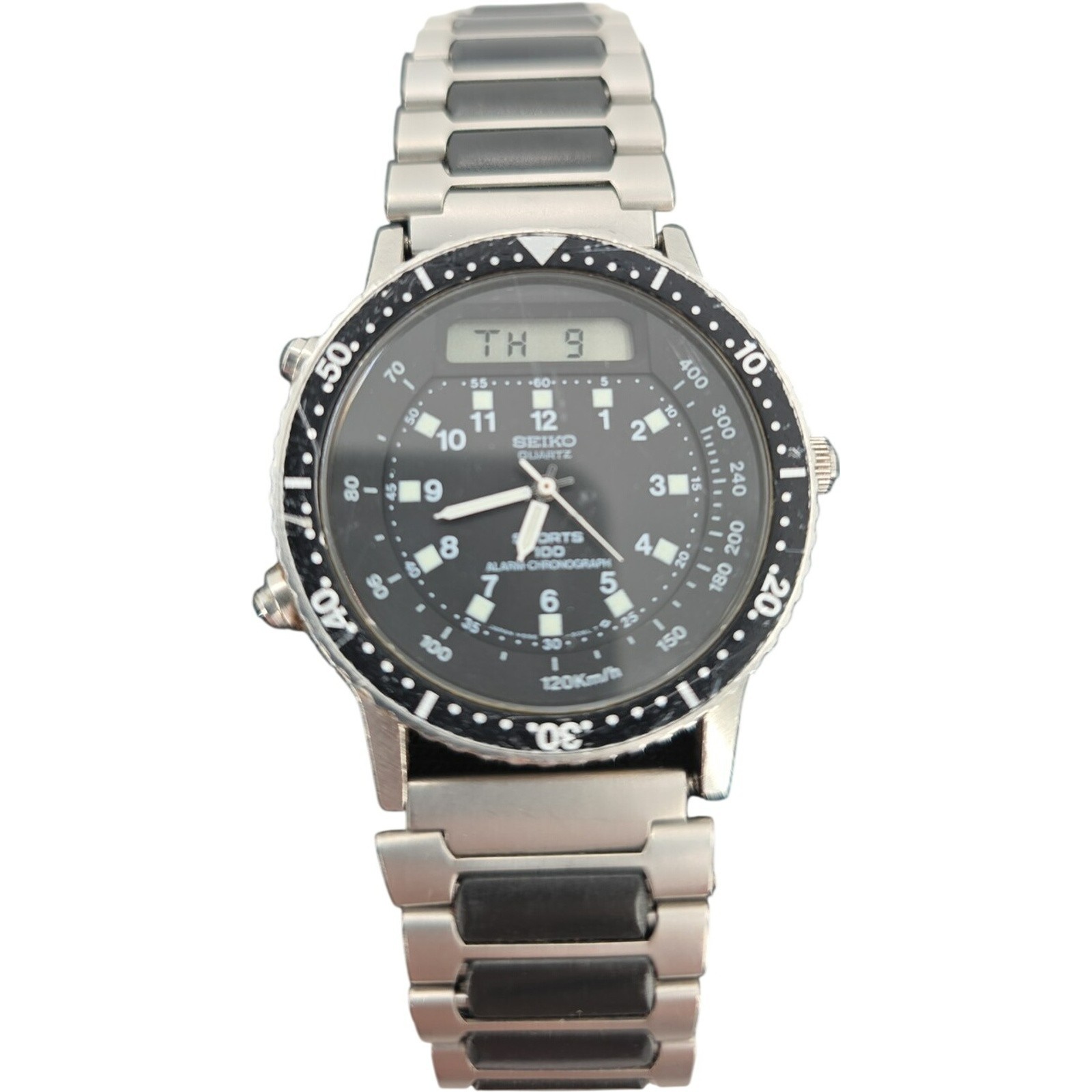 Vintage Seiko Baby Arnie H556-5029 Quartz Mens Stainless Steel Ana-Digi Watch