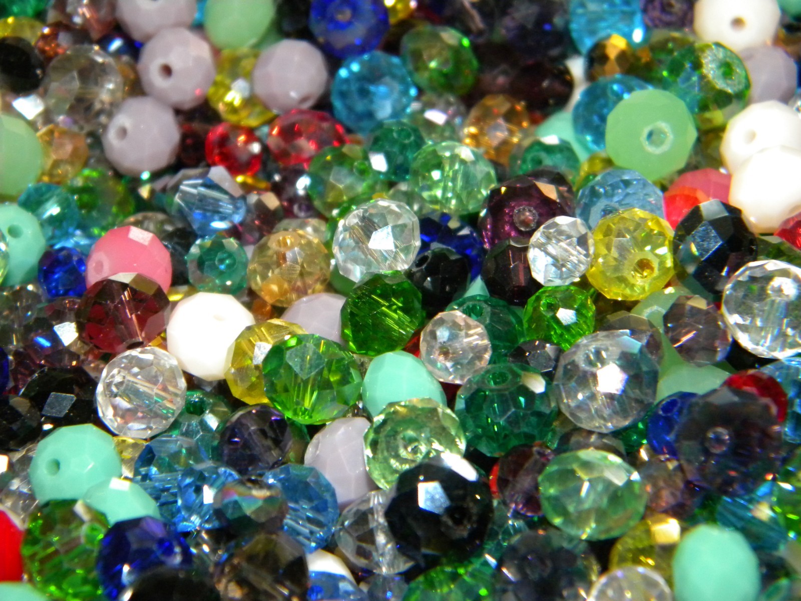 NEW 300/Pc LOT 6mm-10mm RONDELLE GLASS Faceted Czech, AB Beads Mixed colors