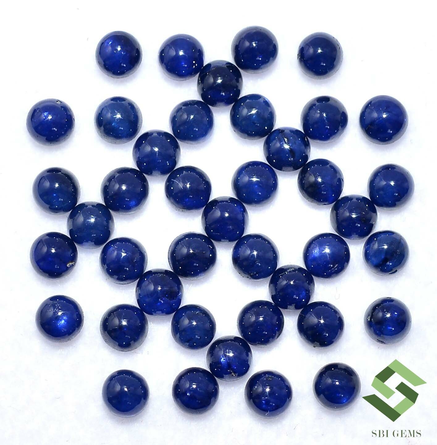 3 mm Natural Blue Sapphire Round Cabochon Lot 40 Pcs 7.71 CTS Loose Gemstones