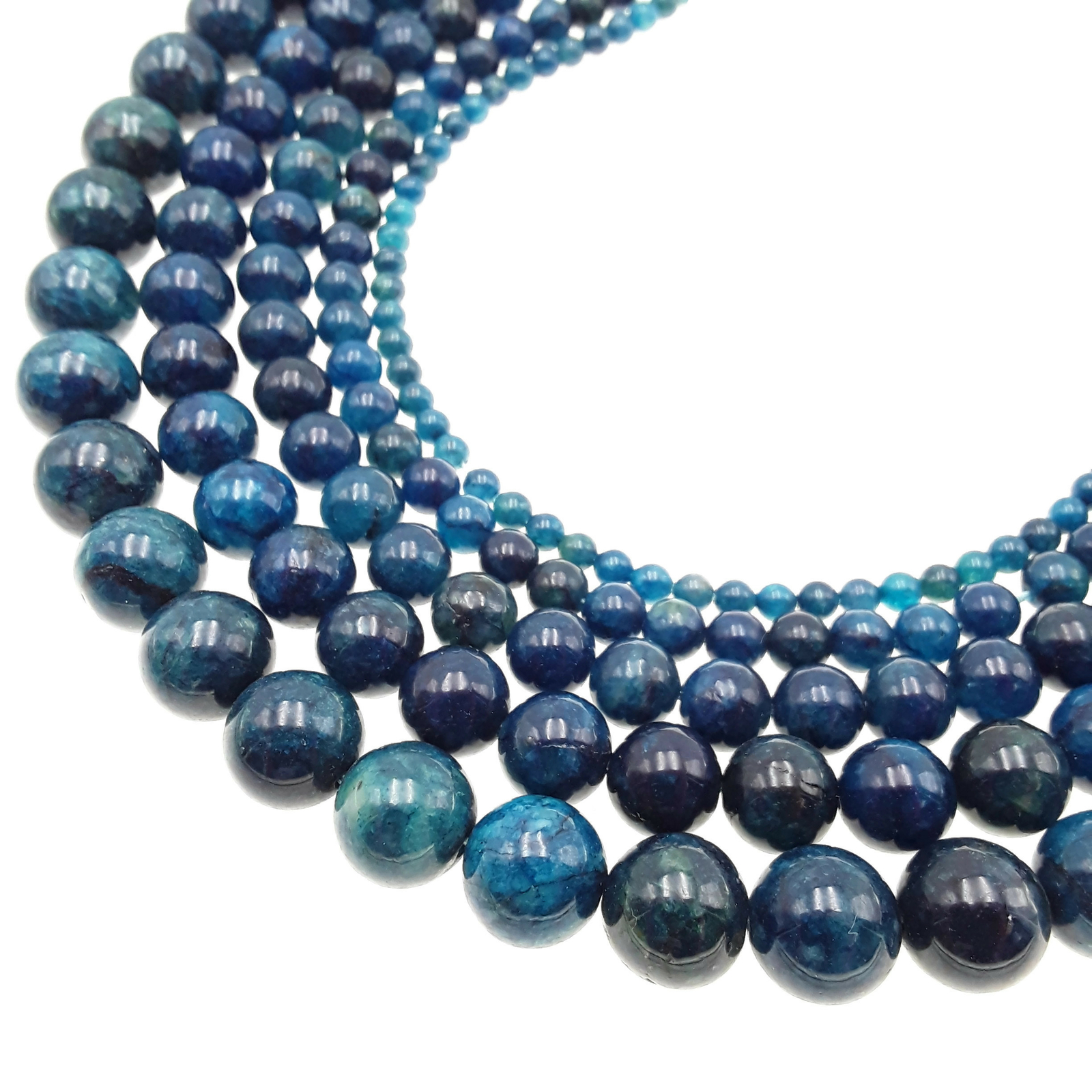 Dark Blue Apatite Smooth Round Beads 4mm 6mm 8mm 10mm 12mm 15.5″Strand
