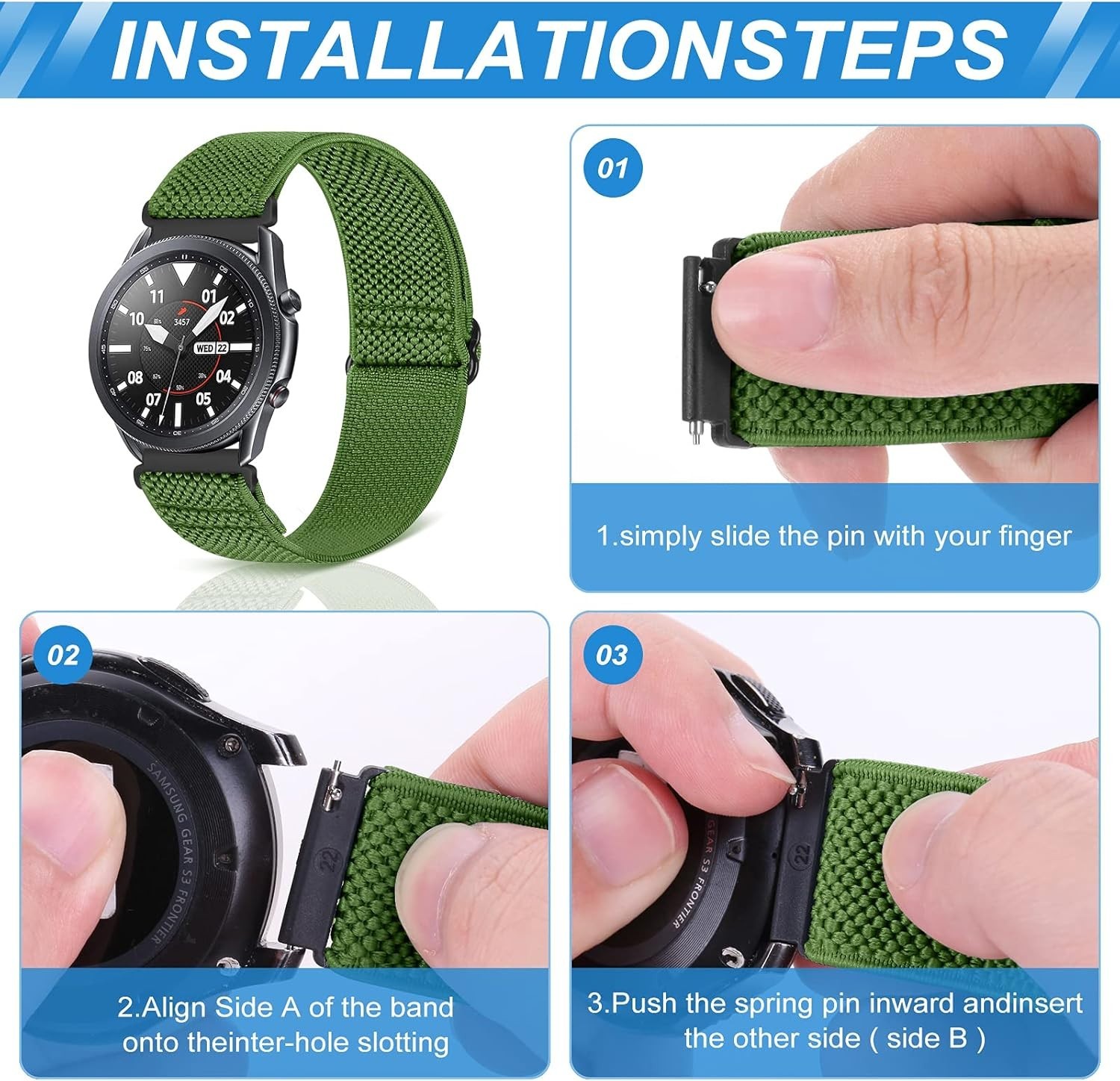 Compatible with 16mm 18mm 19mm 20mm 22mm 24mm Watch Bands Quick Release Repla…