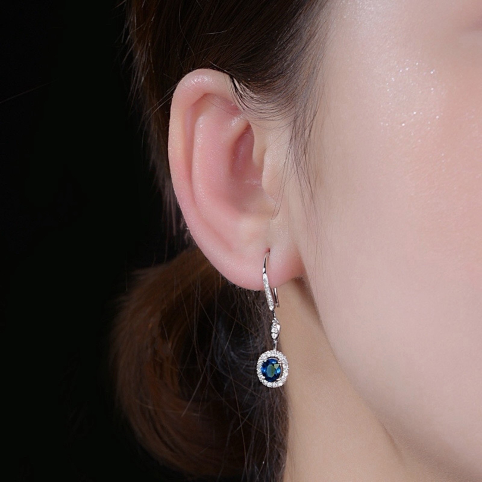 Fashion Silver Plated Drop Earrings Women Blue Sapphire jewelry Set A72