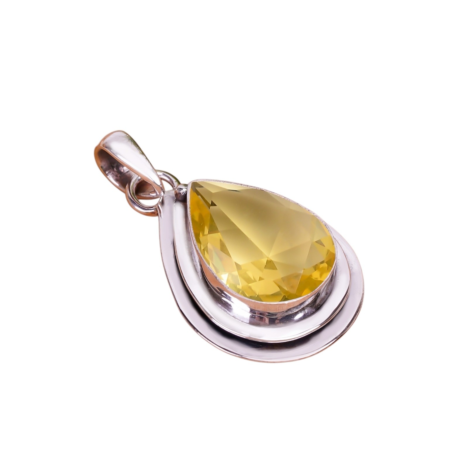Lemon Quartz 925 Sterling Silver Pendant, Christmas Gift, Gift For Her P149628