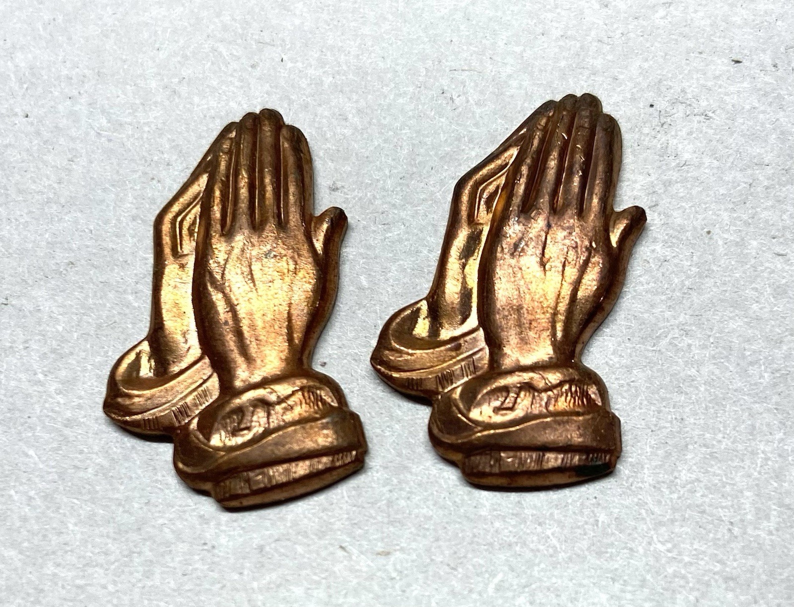 26 pcs. Raw Brass Stamping Finding- Praying Hands shape