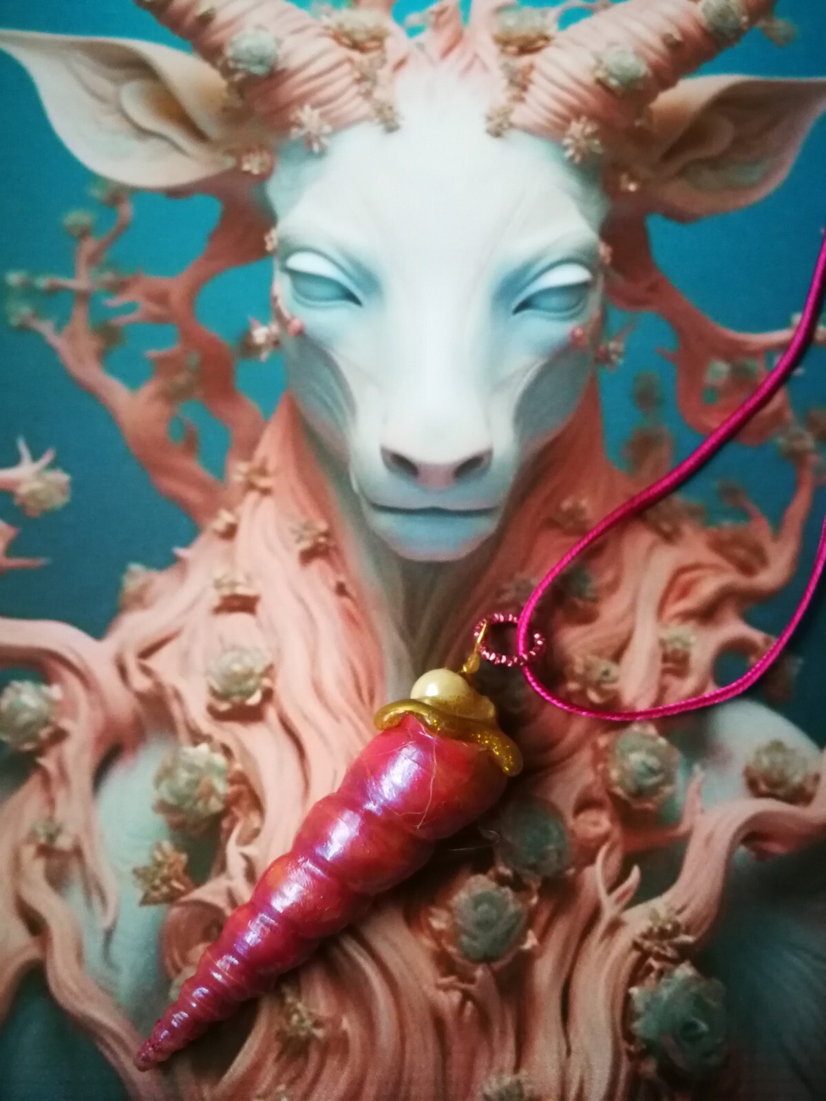 Pink Unicorn Horn Spirit Guide Magic Sea Puka Shell Pearl Charm Jewelry Fantasy