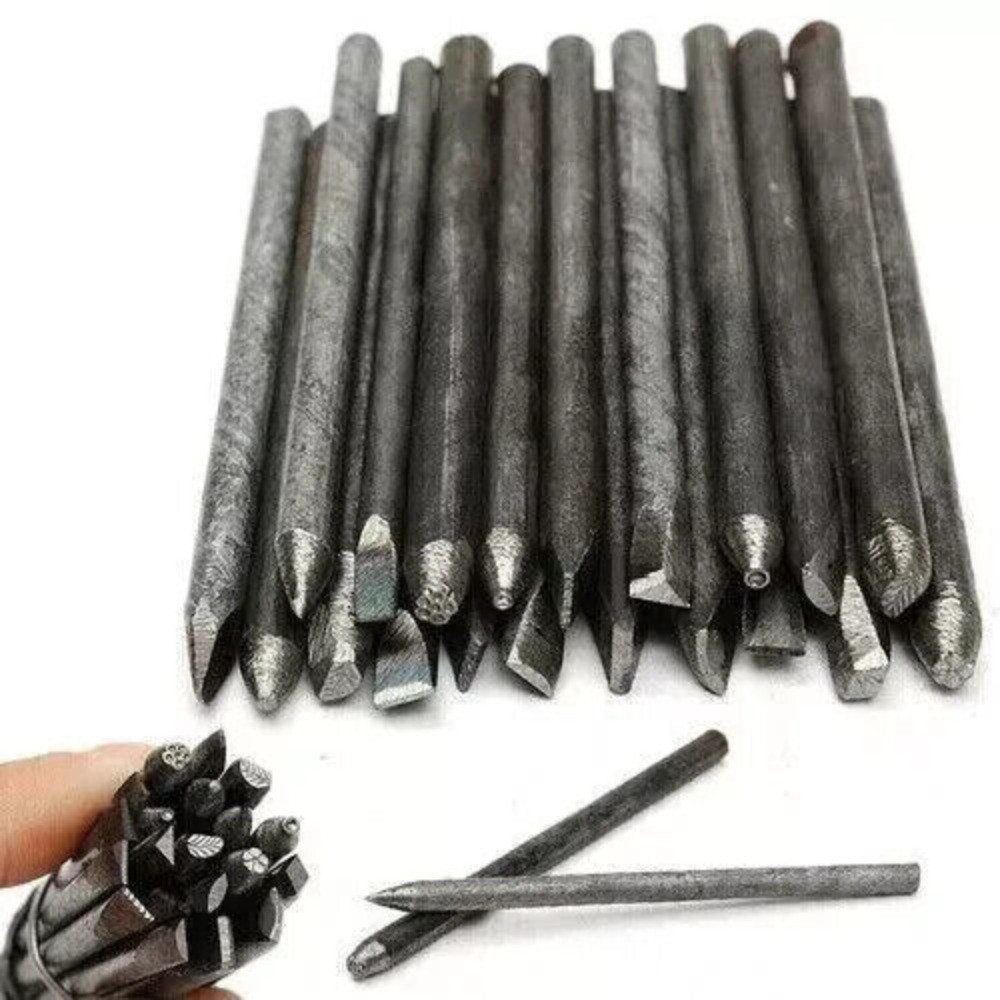 20Pcs DIY Steel Punches Design Manual Set Jewelry Carving Metal Stamping Kit New