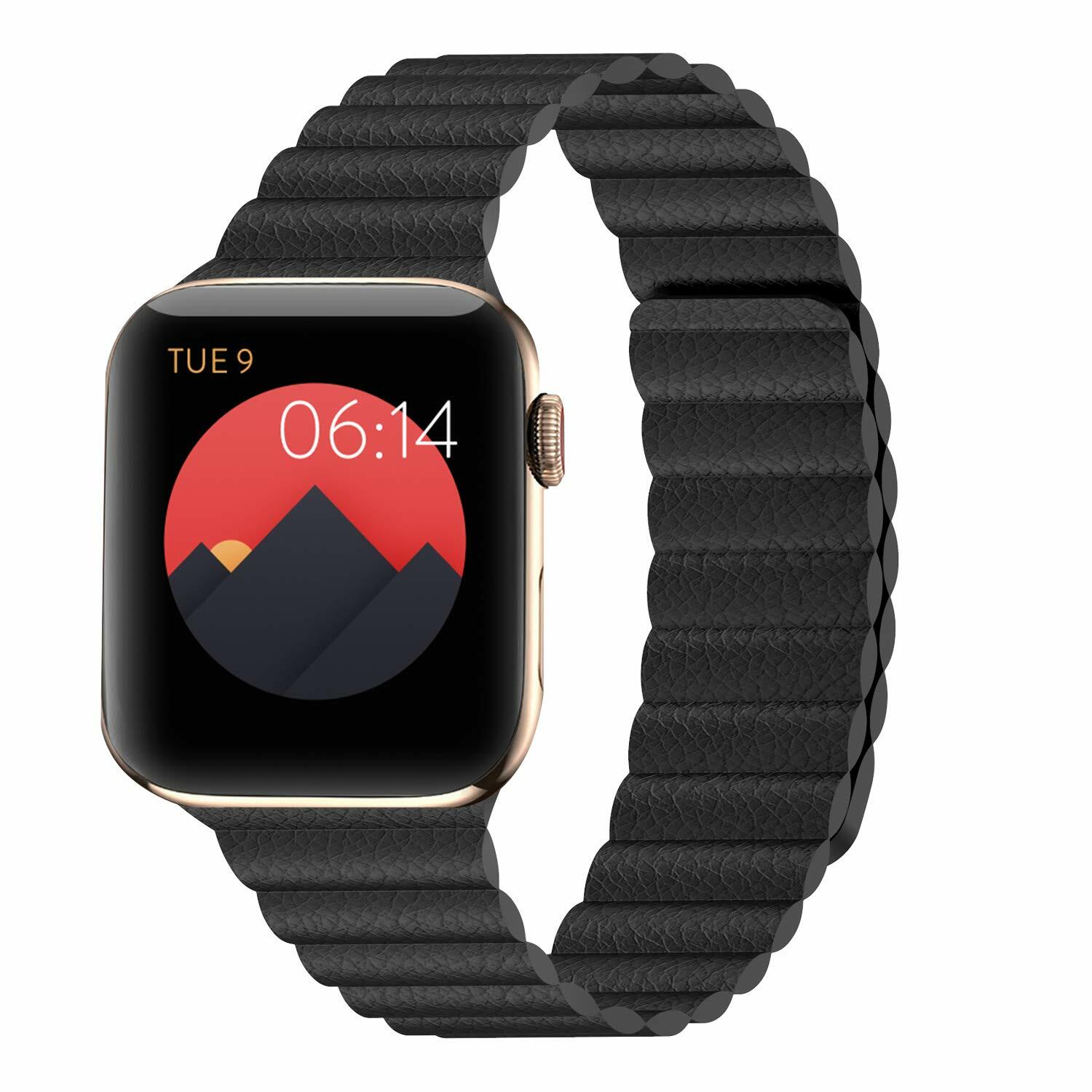 Magnetic Leather Loop Band For Apple Watch 42mm 38mm 44mm 40mm Series 6/5/4/3/2