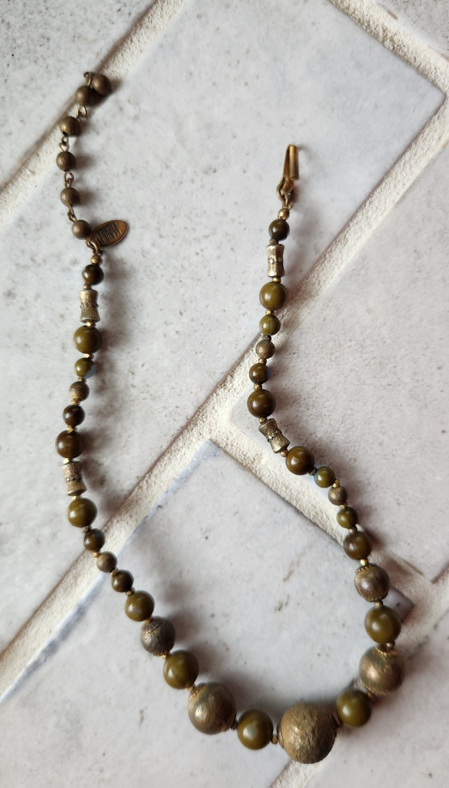 Vtg Signed Miriam Haskell Necklace Lot – Rare Geometric Sautoir & Beaded Collar