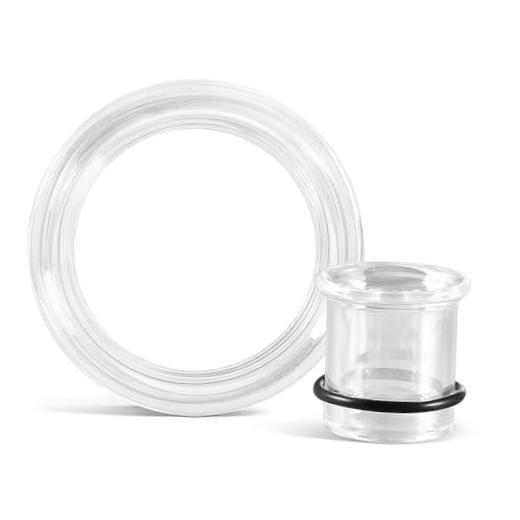 Glass Ear Plugs Tunnels Gauges, 6mm to 20mm (11mm Included) 16mm Pure Clear