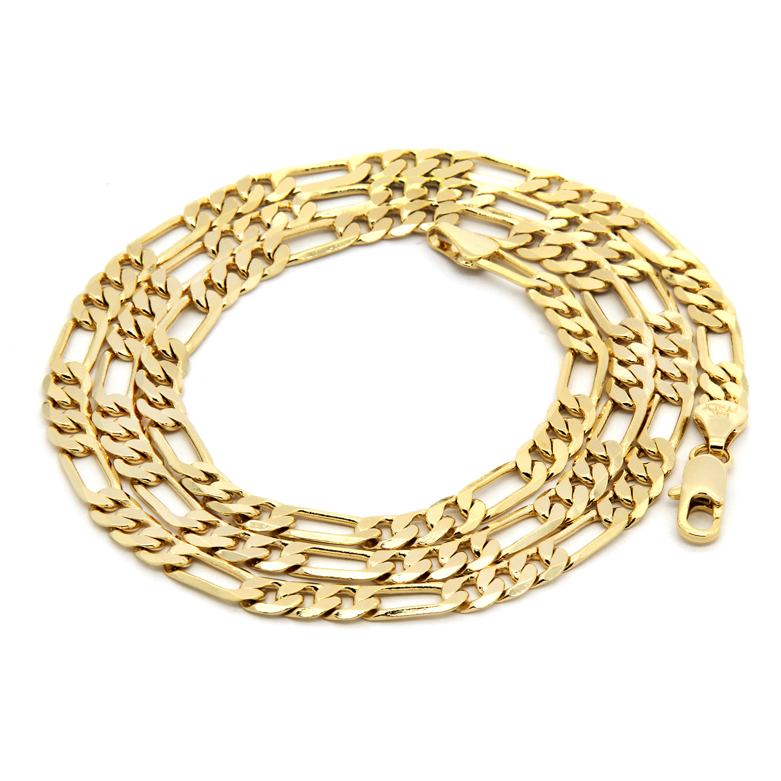 14k Gold Plated Braided Cross Pendant 24″ Figaro Necklace Chain Cubic Zirconia