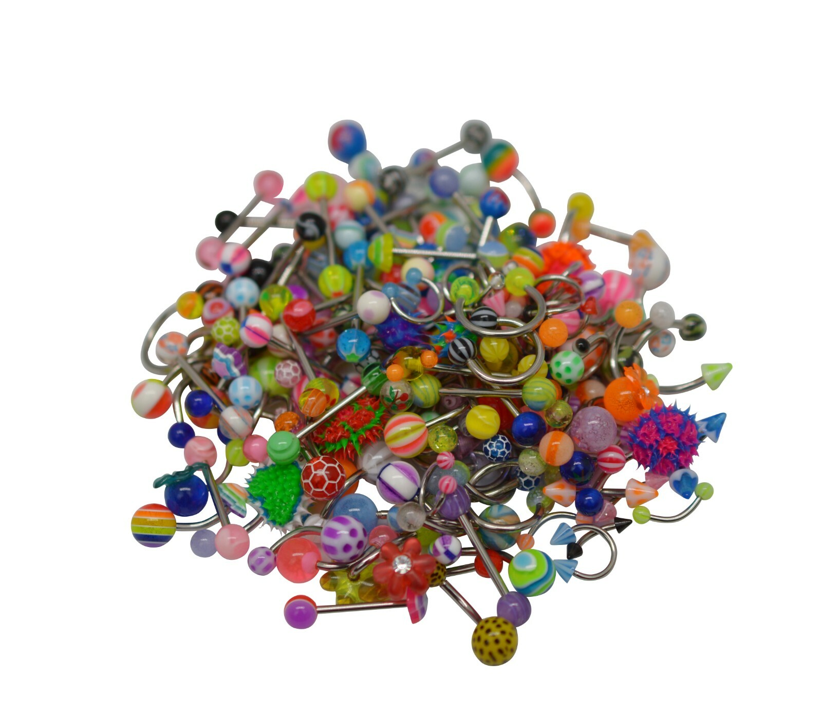 200 PCS MegaPack Piercing Barbells Acrylic & Surgical Steel 14g & 16g Randomly