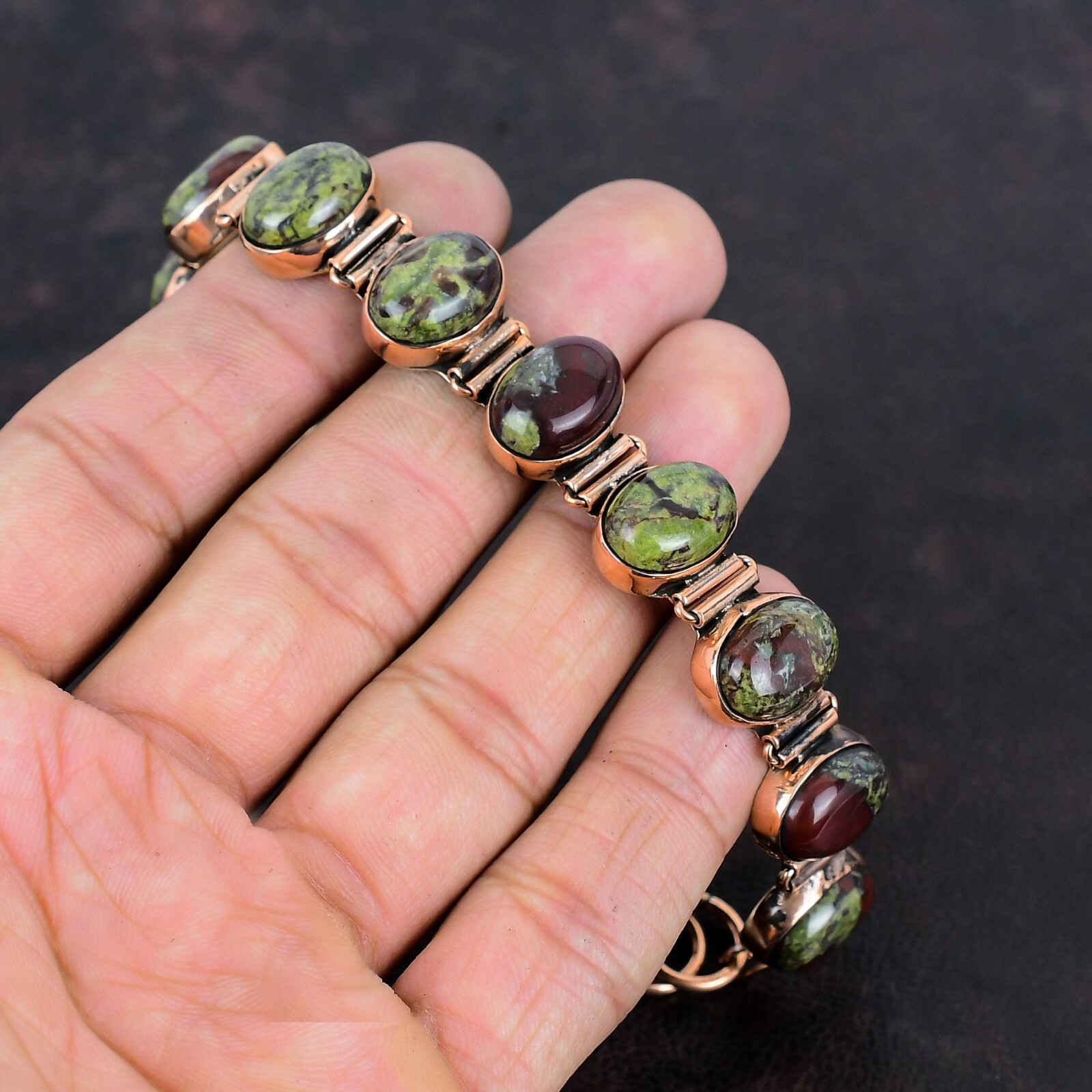 Wedding Gift For Her Copper Dragon Bloodstone Jewelry Adjustable Bracelet 6.0″