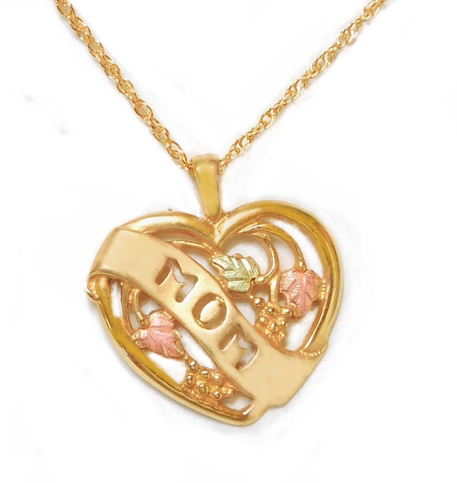 Black Hills Gold 10k Mom Heart Pendant Necklace