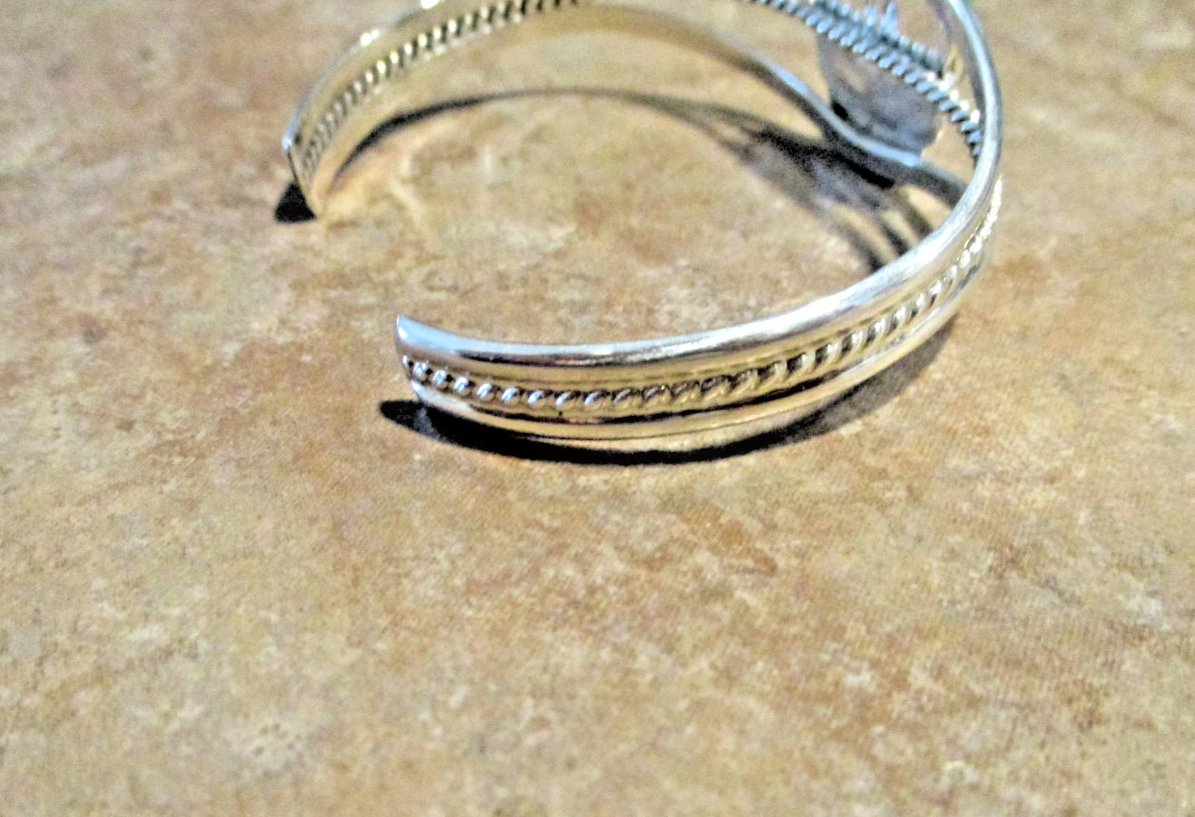 Contemporary Navajo Sterling Silver PREMIUM TURQUOISE Bracelet Signed AC