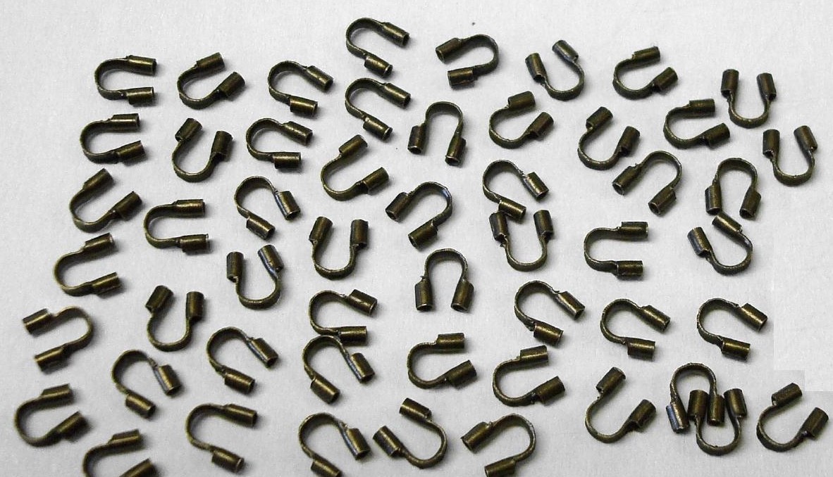 50 Wire protectors BRONZE plated crimping tiger tail wire guards 5x4mm FPC094A