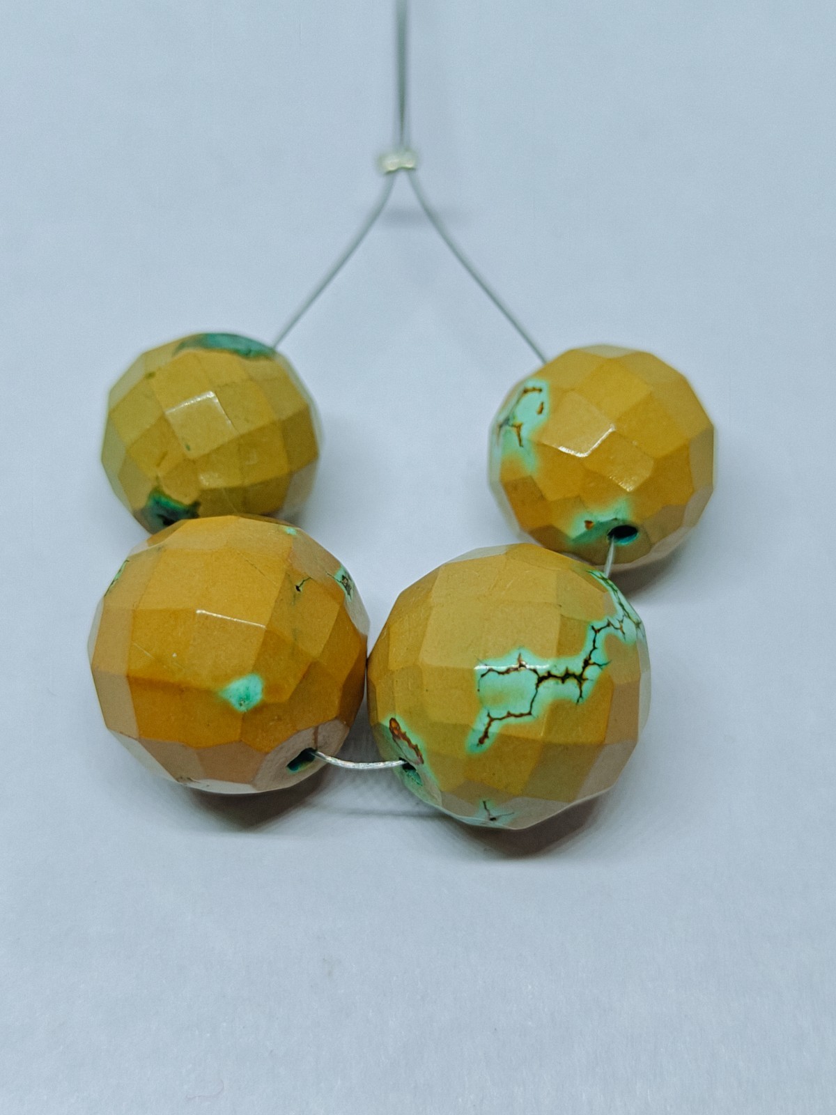 Natural Tibetan Turquoise Faceted Round Ball Beads, Loose Gemstone For Jewelry