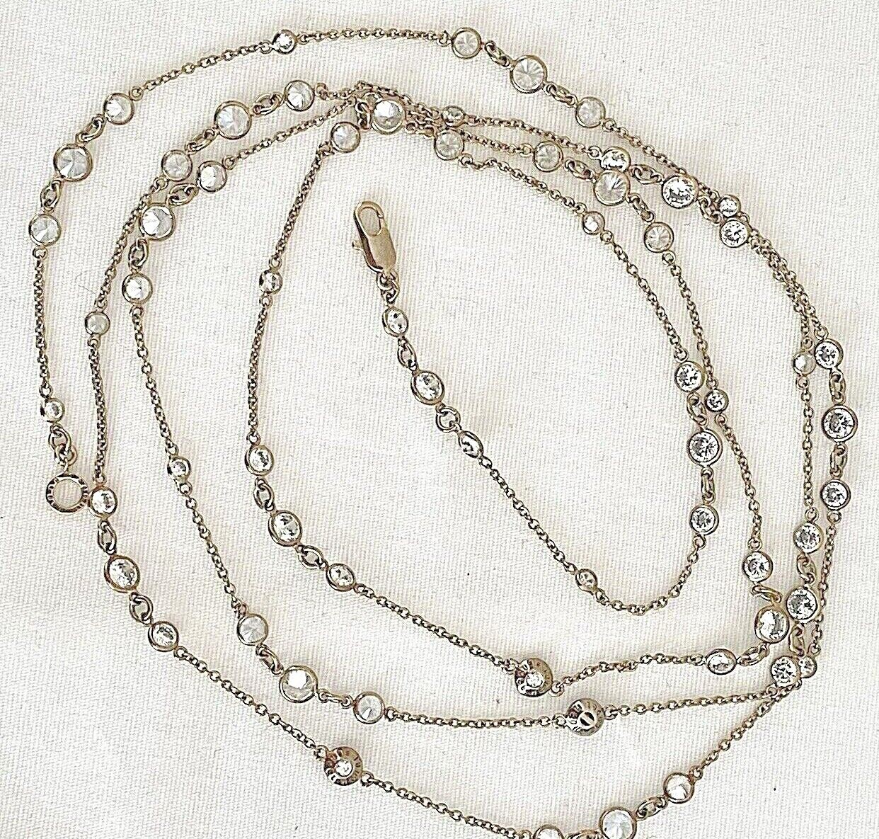 HENRI BENDL 48” Long Bezel Crystal Station Necklace