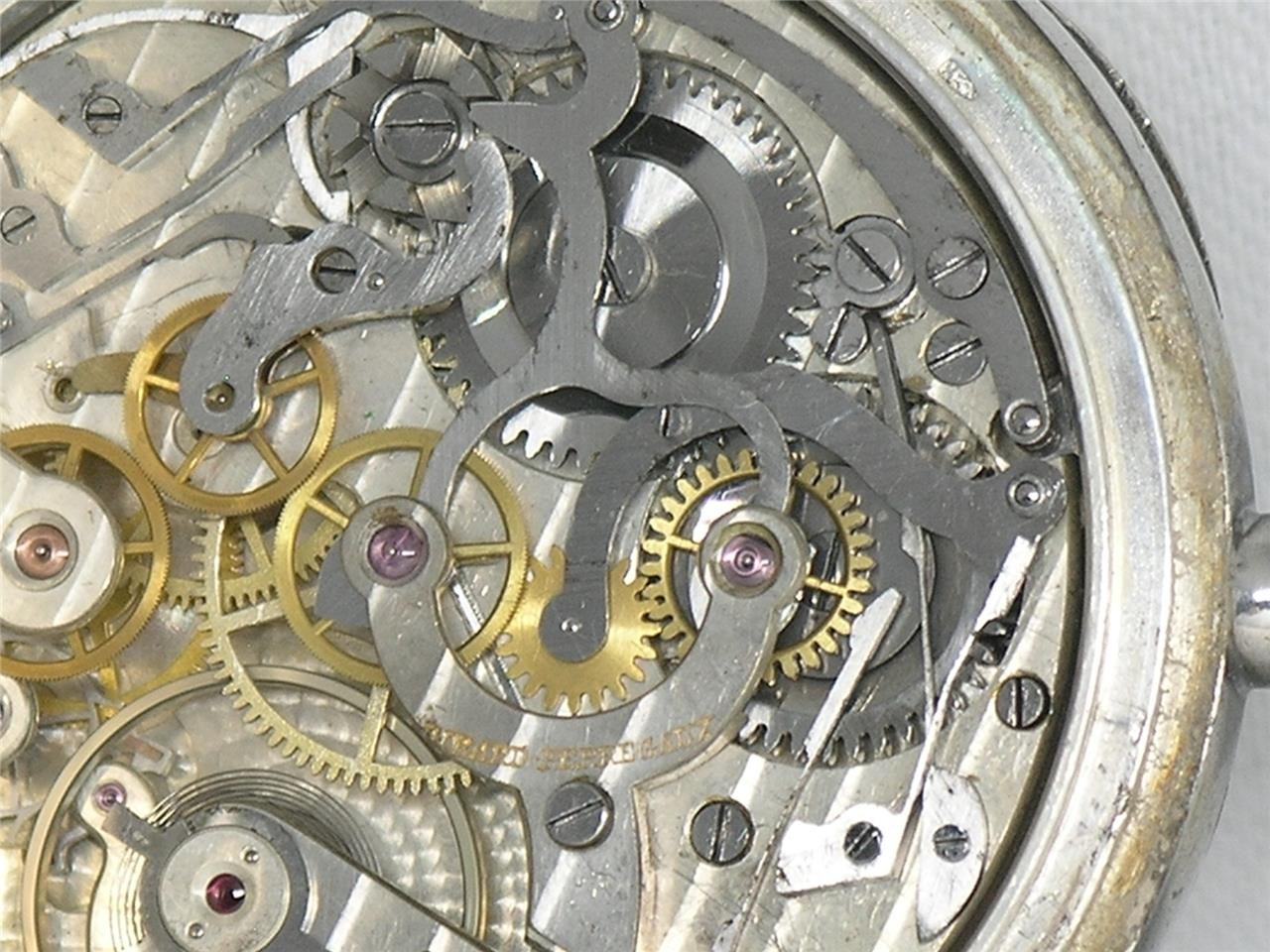 VINTAGE 51MM 17 JEWEL GIRARD-PERREGAUX CHRONOGRAPH SILVER POCKET WATCH, RUNNING!