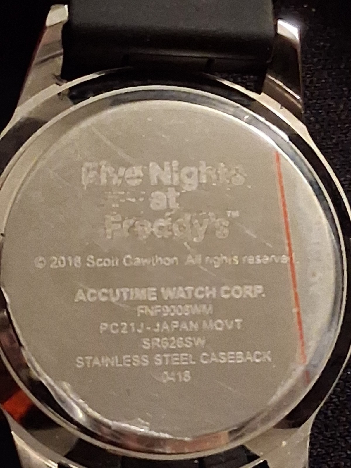 Accutime Five Nights at Freddy’s Quartz Analog Black Dial Black Rubber Strap