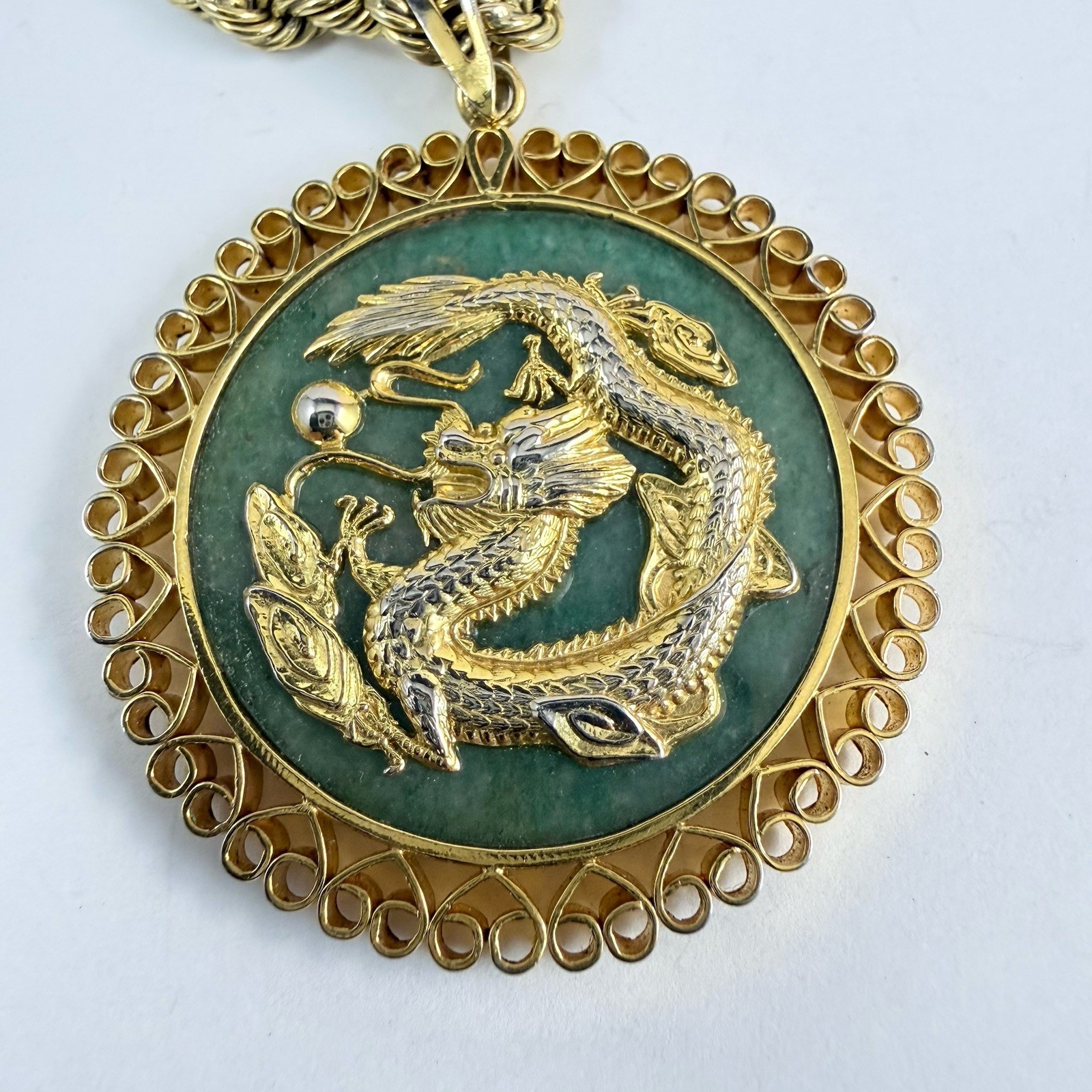Astrological Symbol LIBRA Double Sided Dragon Pendant Necklace 22″