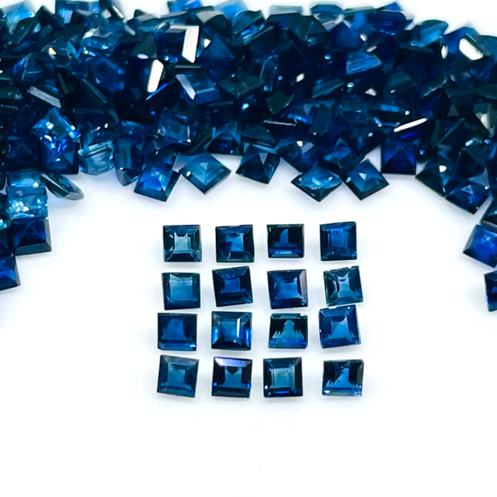 VVS 25 Pcs Natural Ceylon Blue Sapphire 1.7mm Square Cut Loose Gemstones Lot