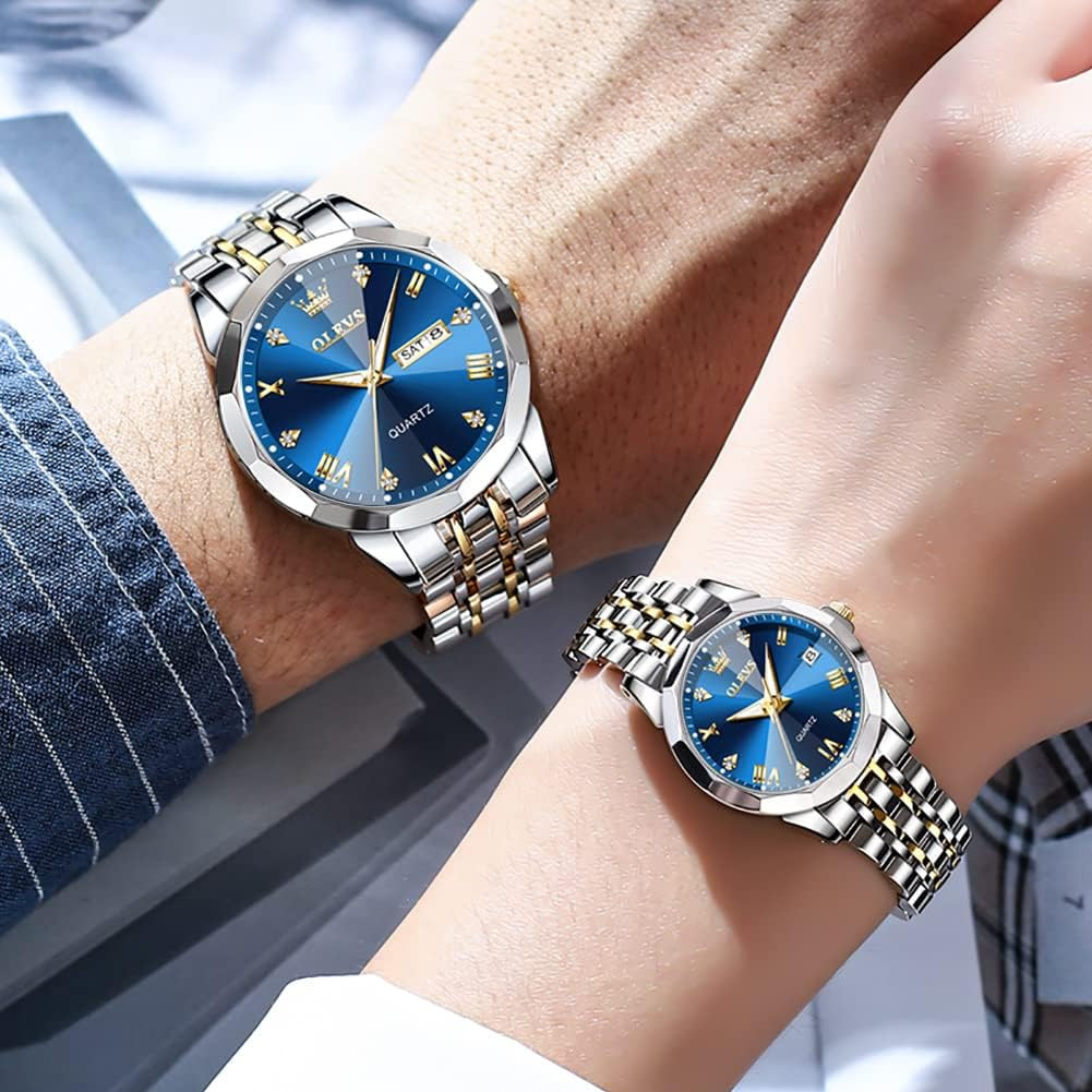 OLEVS Valentines Couple Pair Watches for Men and Women Lovers Romantic Wedding G
