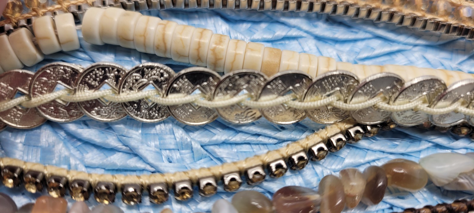 Victoria Emerson Natural Beaded Wrap Cuff Bracelet Multi Strand, Layered Magnet