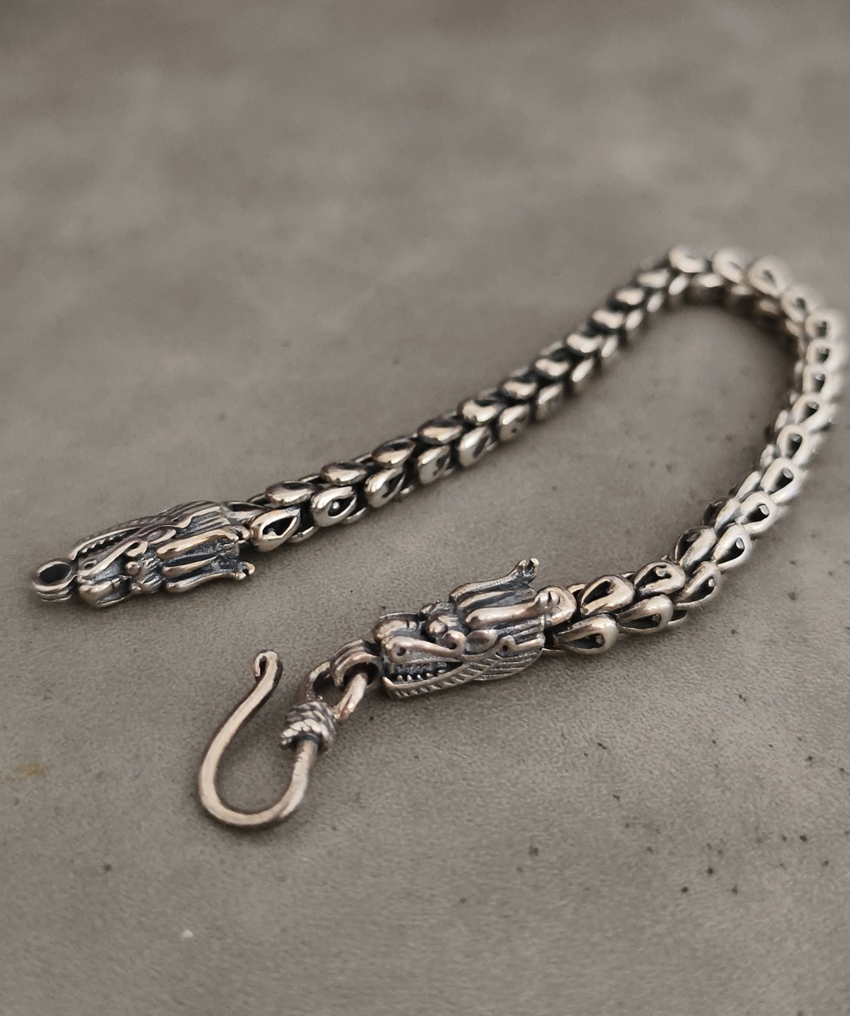 925 STERLING SILVER dragon bracelet chain RETRO 18cm (7.08inch) 4.5mm Z14