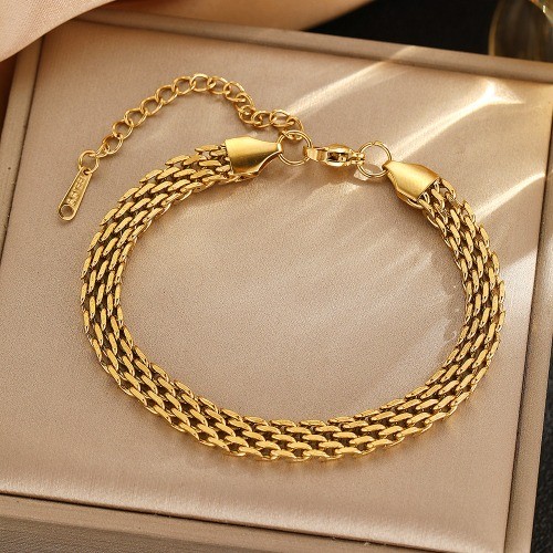 Stainless steel 18K European and American trendy chain woven bracelet