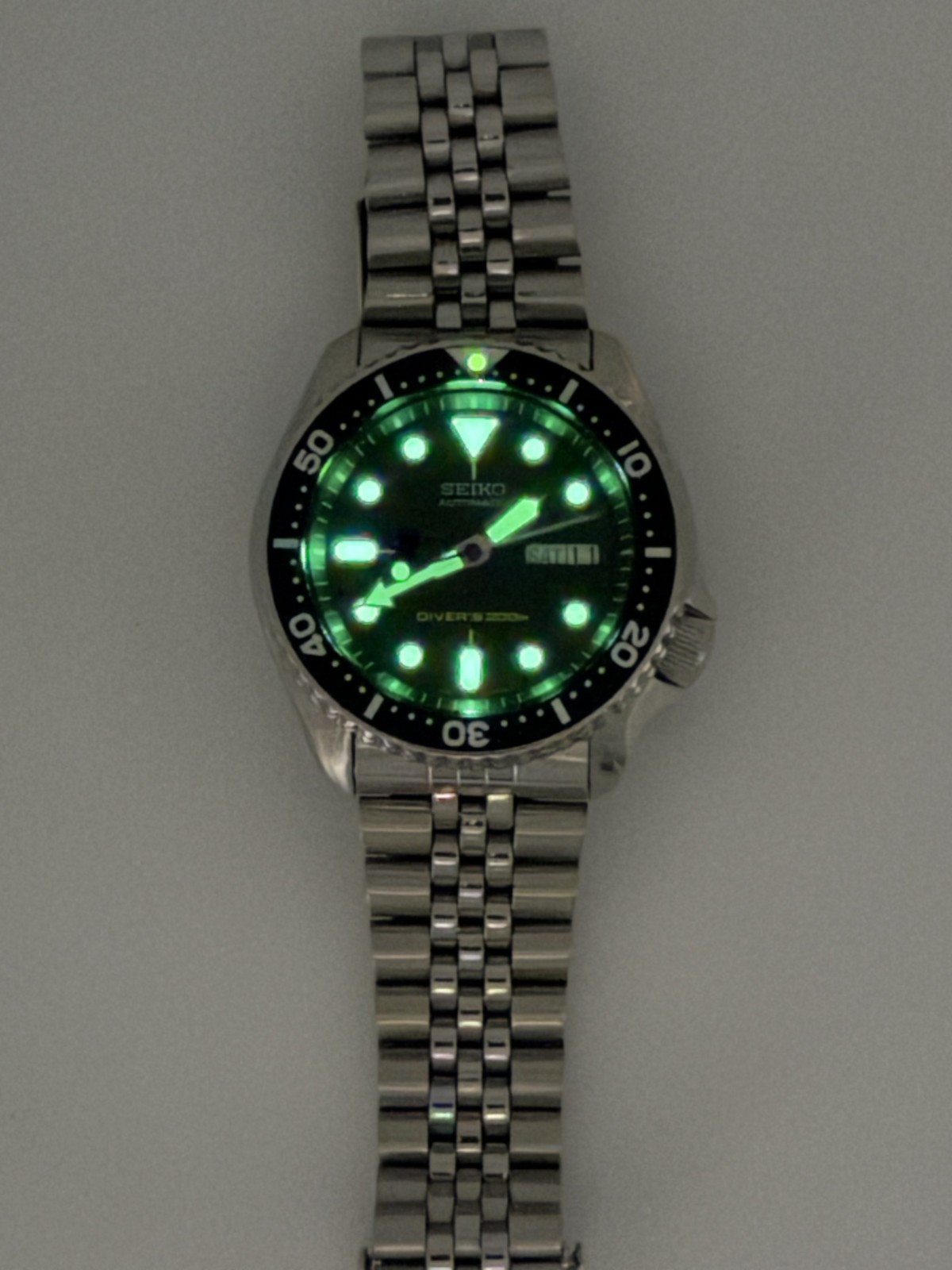 [Exc+5] SEIKO SKX007 7S26-0020 Black Boy Automatic Diver Vintage Men Watch 17.5c