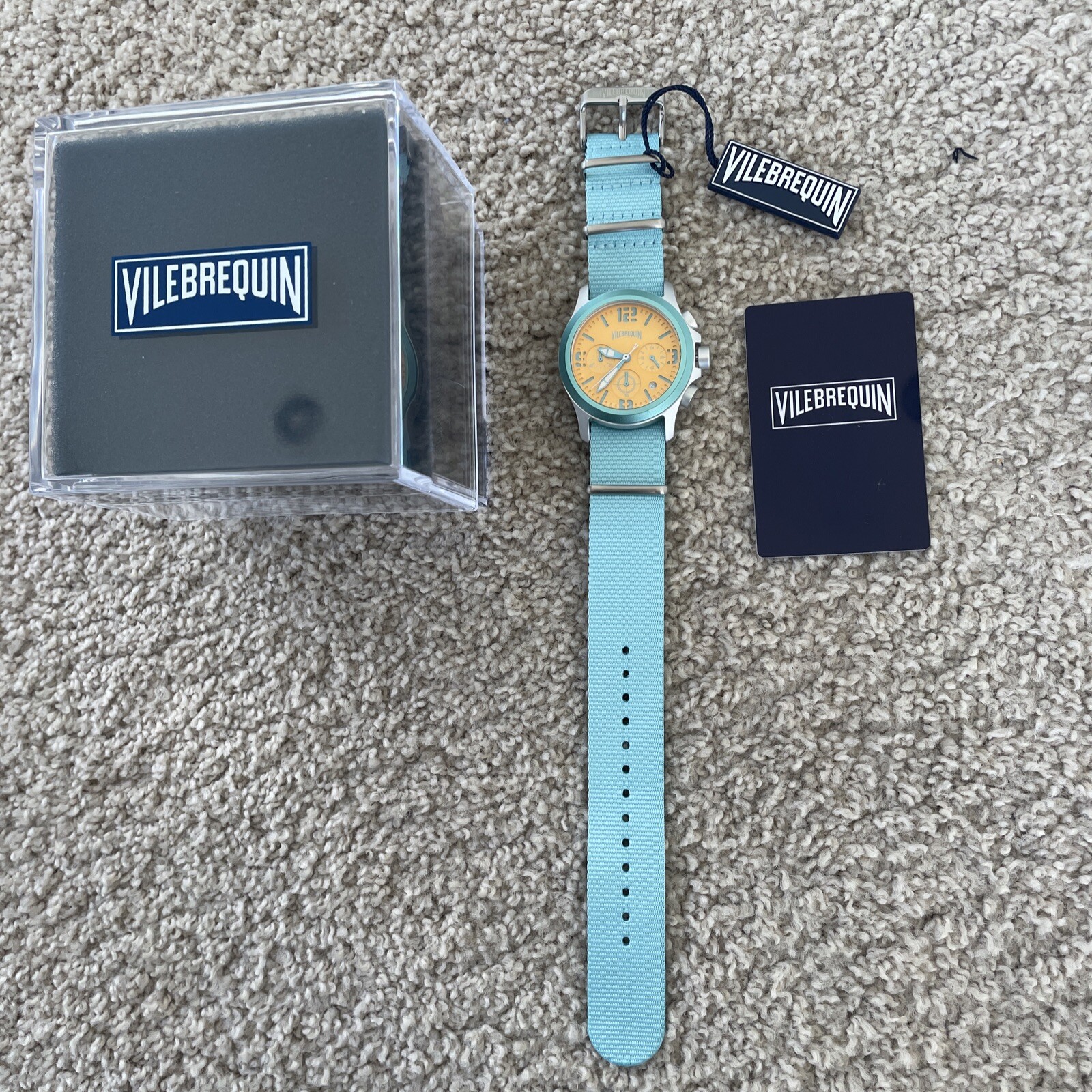 NWT Vilebrequin LIMITED EDITION Chronograph Watch In Box – New Battery – Blue