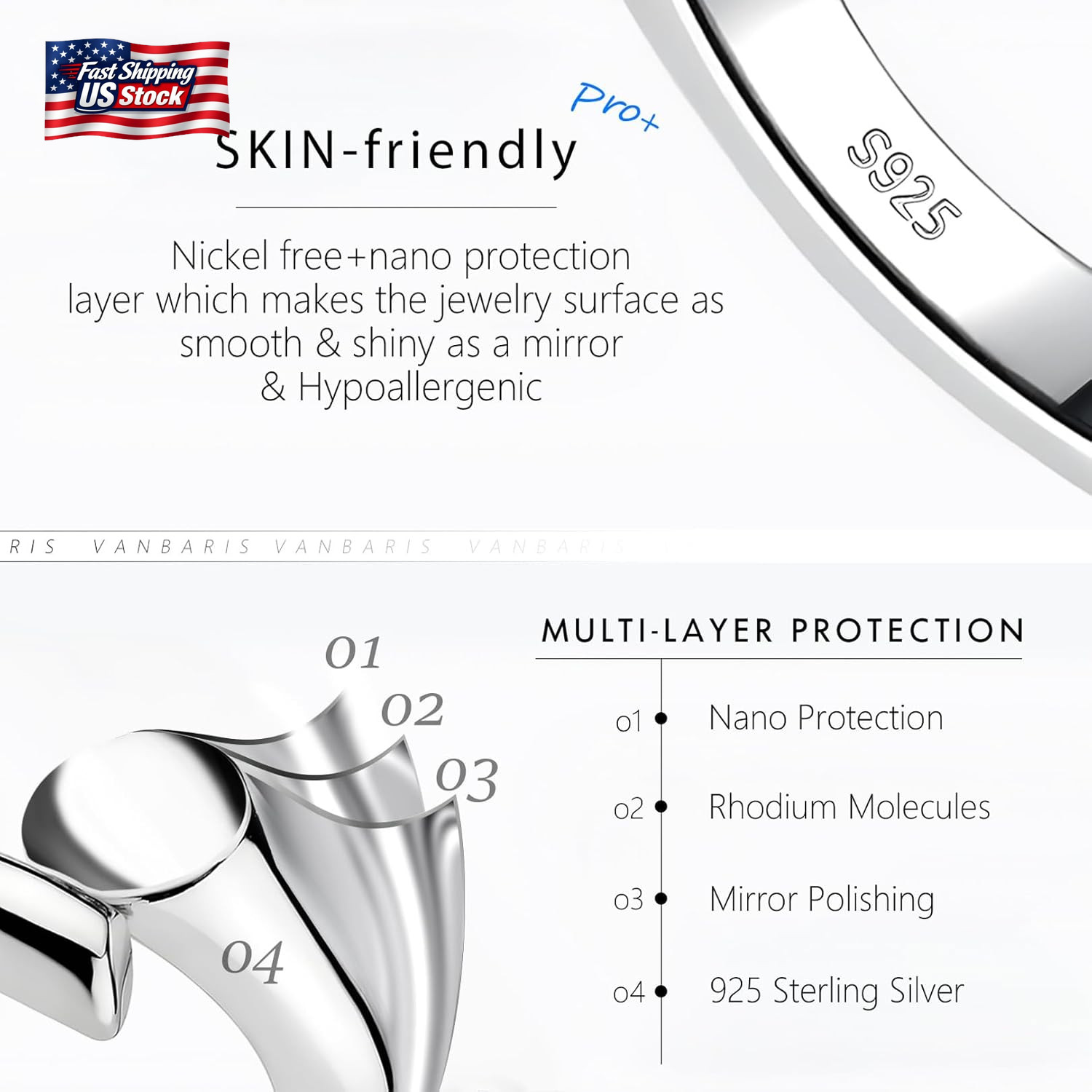 3 Pcs 925 Sterling Silver Necklace Extender Silver Chain Extenders for Necklaces