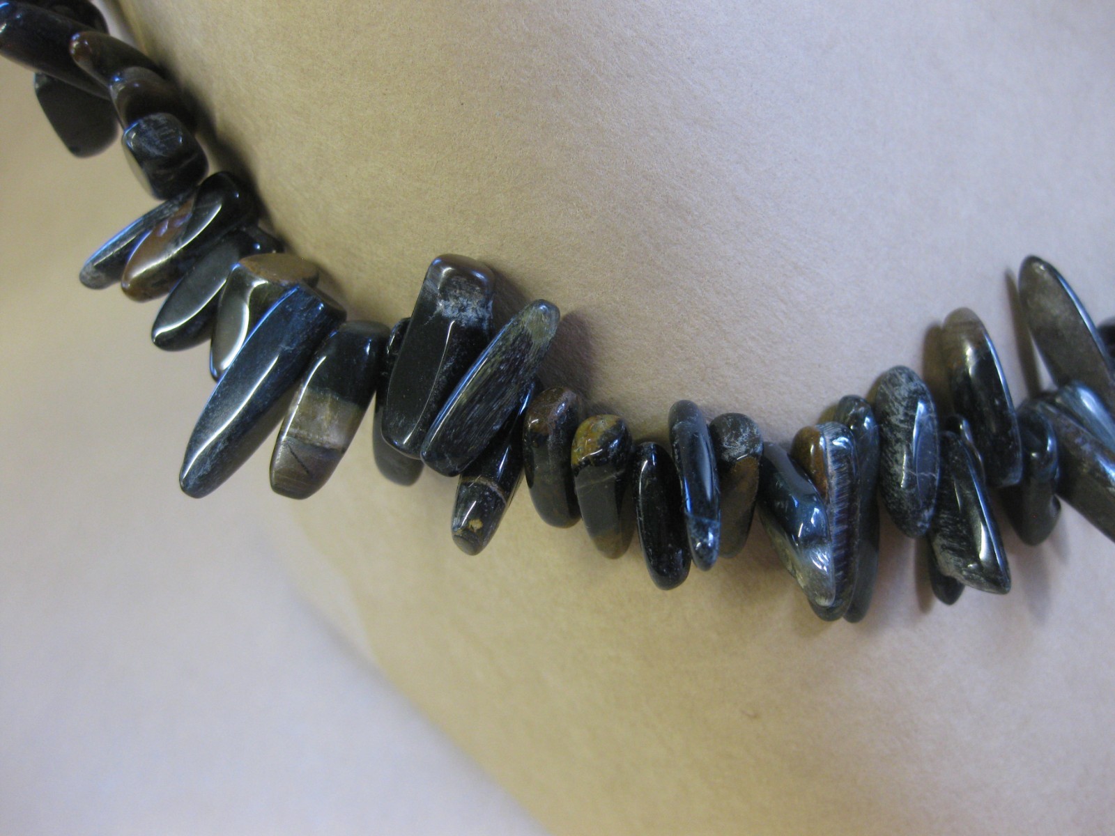 Black Agate Chip / Branch Bead Necklace ~ Statement Necklace ~ 36″ ~ 92 cm