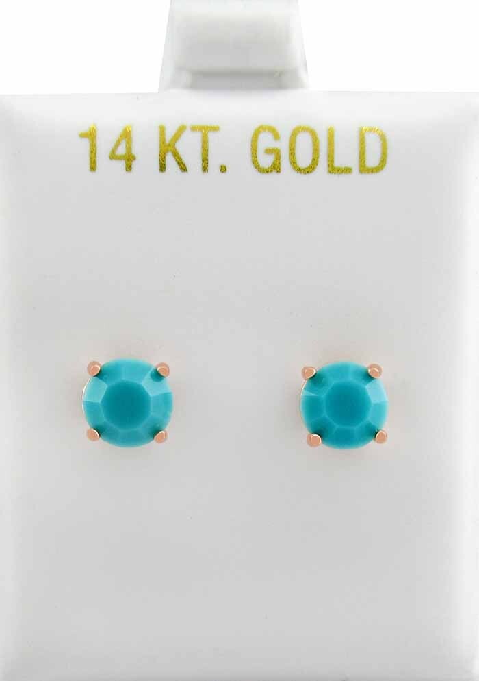 GENUINE 1.08 Cts TURQUOISE STUD EARRING .925 SILVER (rose) – NEW WITH TAG