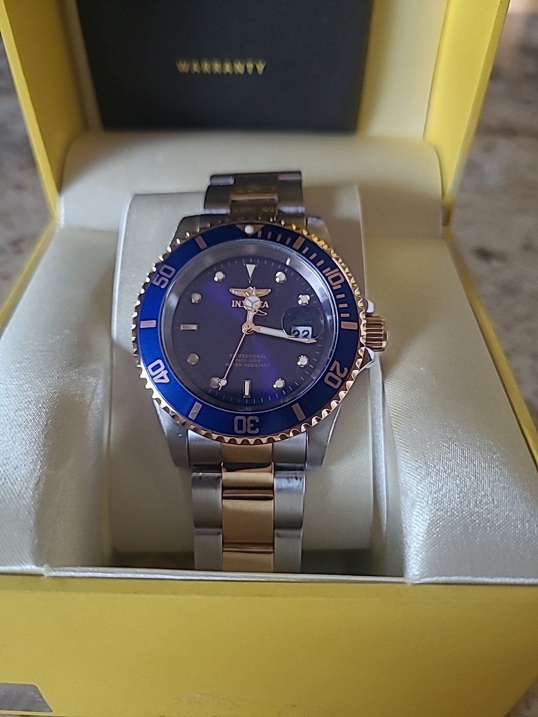 Invicta Pro Diver 26972 Blue Dial Two Tone Stainless Steel Wrist Watch for Men