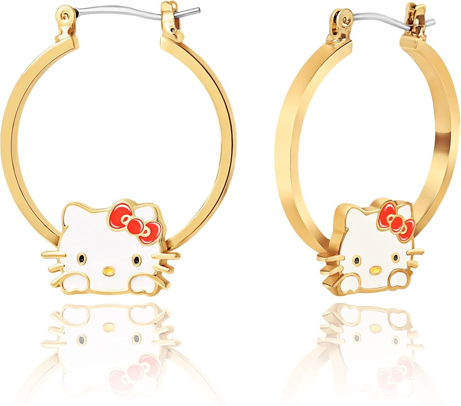 Charming Hello Kitty Medium Hoop Earrings – Officially Licensed Gold Tone Design