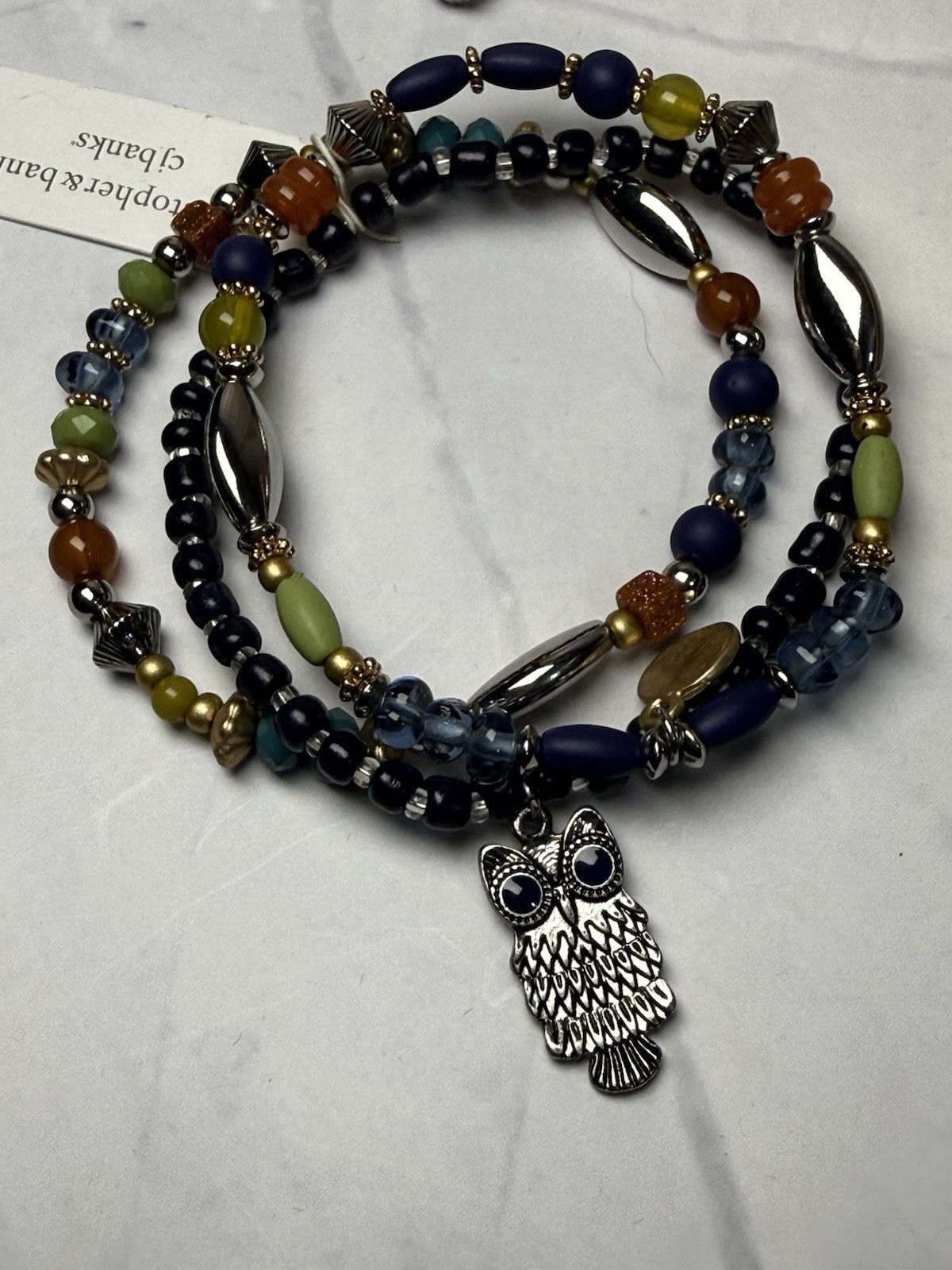 Christopher & Banks NWT Stretch Bracelet & 2 Sets of Earrings Blues/Blacks