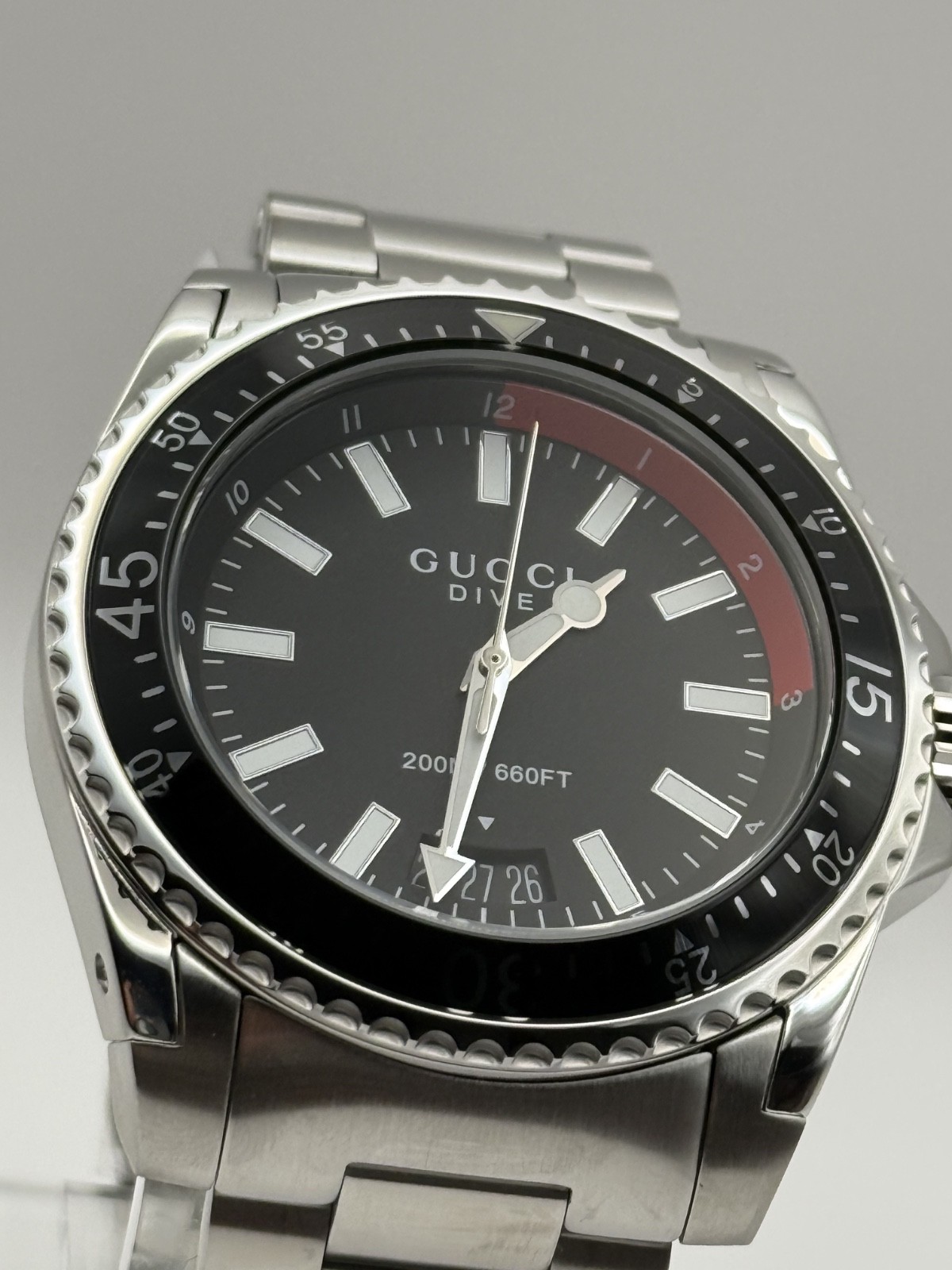 ​GUCCI Dive YA136212 Black Stainless Steel Men’s Watch 45MM – Brand New