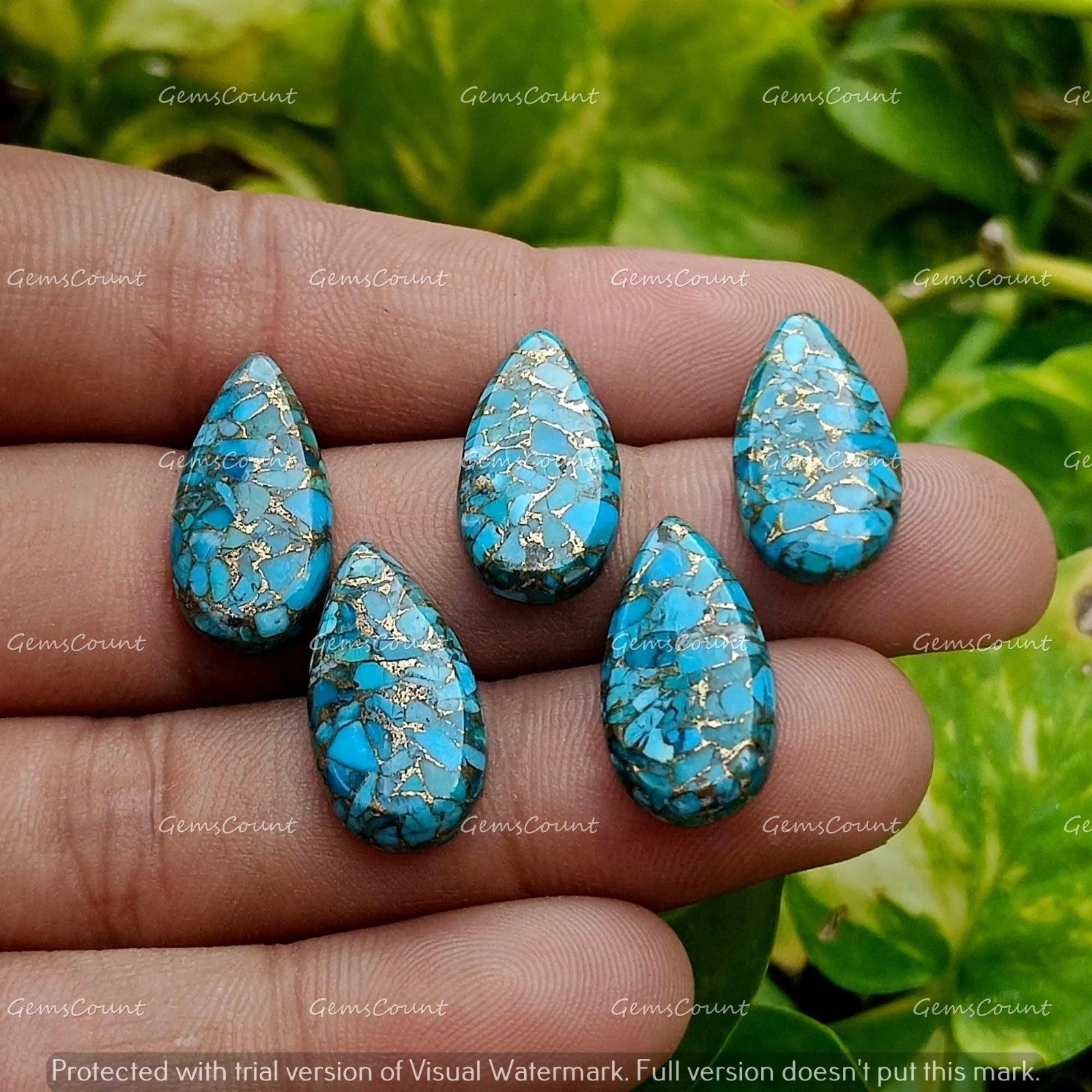 Natural Blue Copper Turquoise Long Pear Cabochon Healing Gemstone 5x10mm-15x30mm