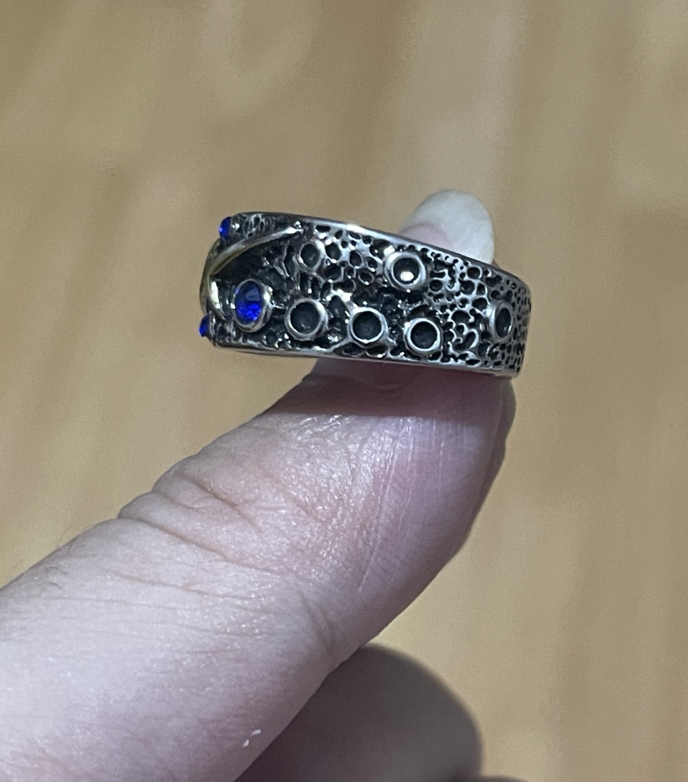 S925 Sterling Silver Band Men Women Lucky Gift Carved starry sky ring Opening